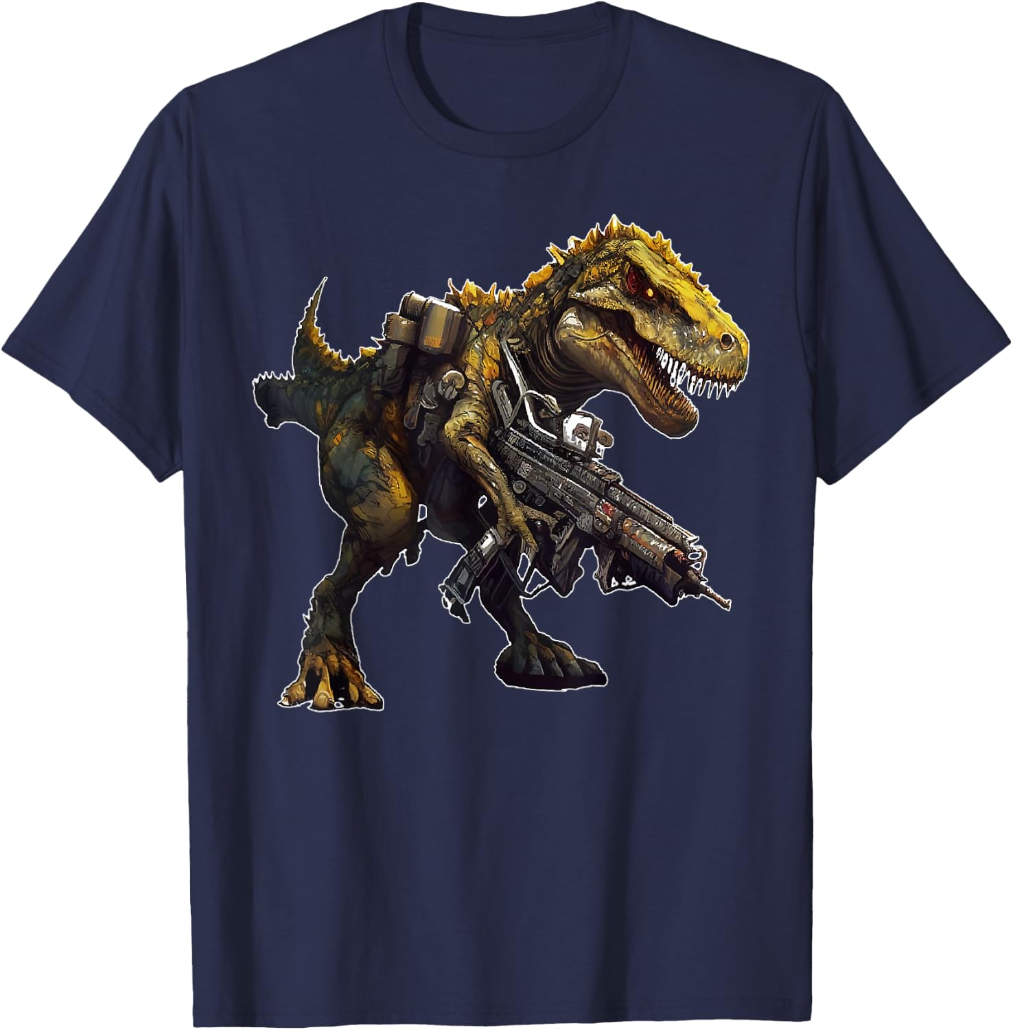 Funny T-rex Dinosaur Gun Animal Guns Lover T-Shirt - T-Shirt | Navy
