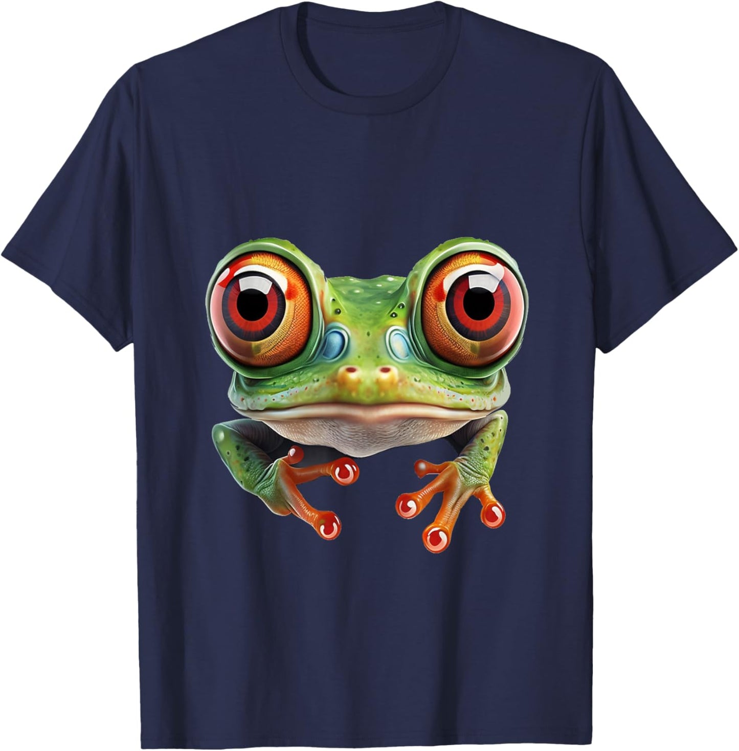 Green Body Tree Frog Red Eyed Tree Frog Rainforest Amphibian T-Shirt - T-Shirt | Navy