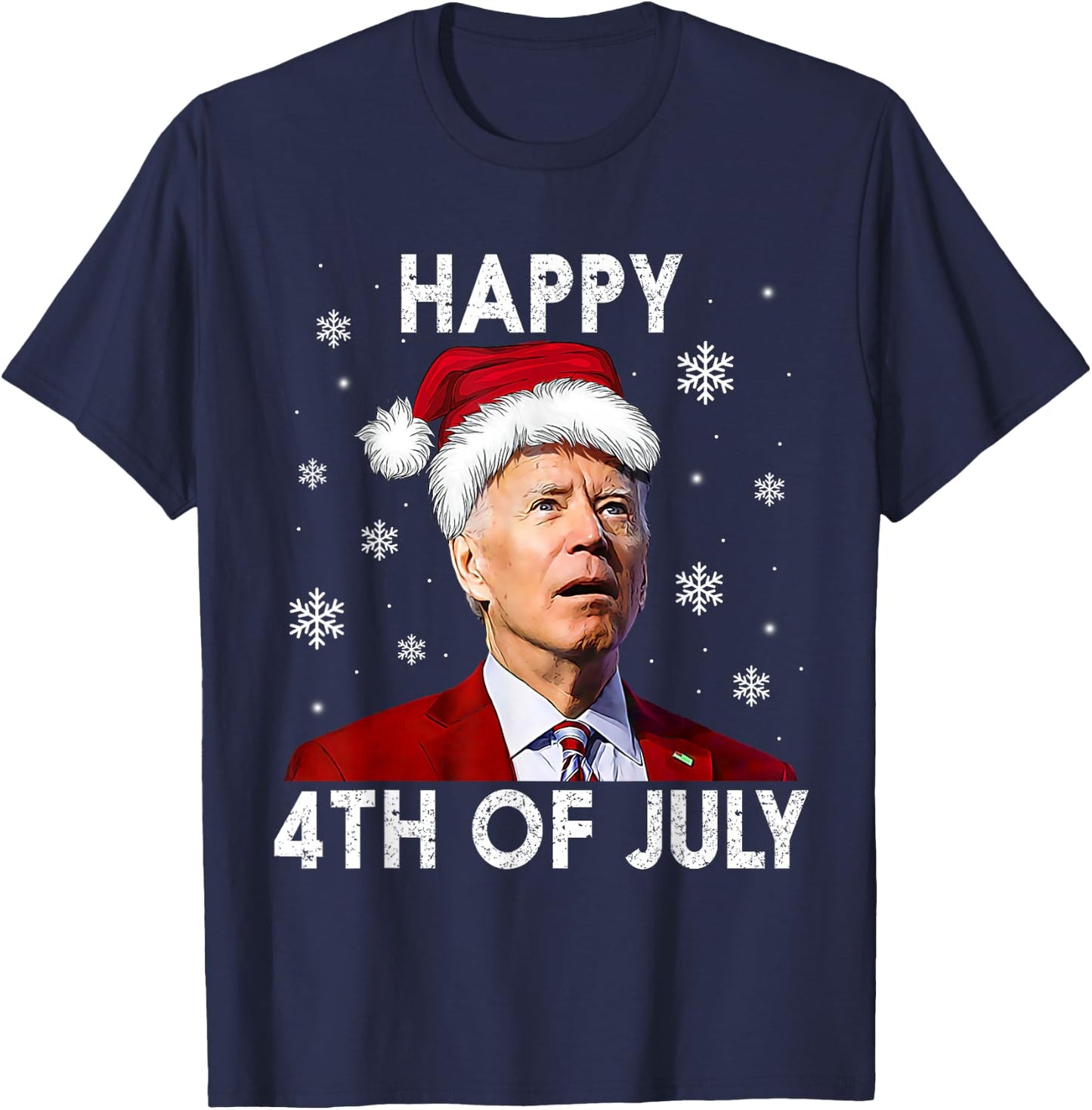 Funny Happy 4th of July Joe Biden Costume Santa shirt T-Shirt - T-Shirt | Navy