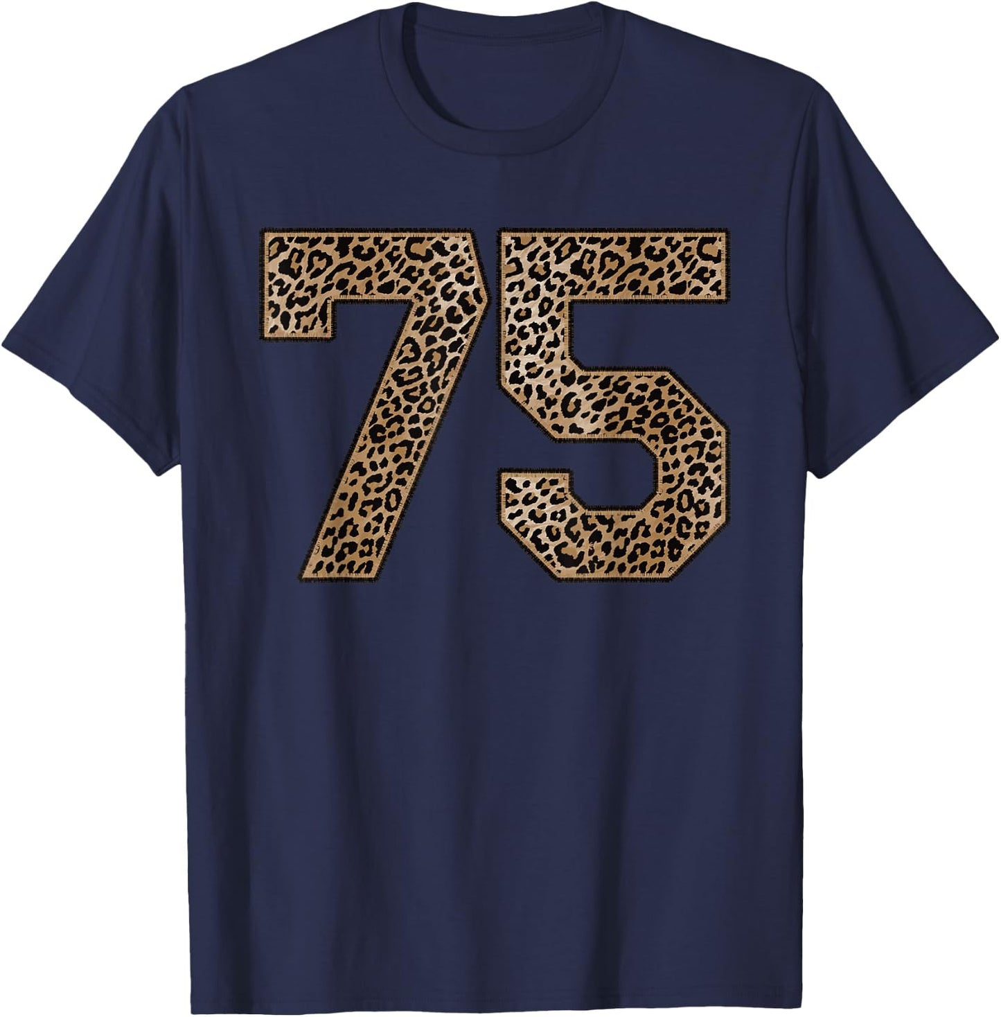 Leopard Number 75 Athlete Sports Jersey Supporter Fanwear T-Shirt - T-Shirt | Navy