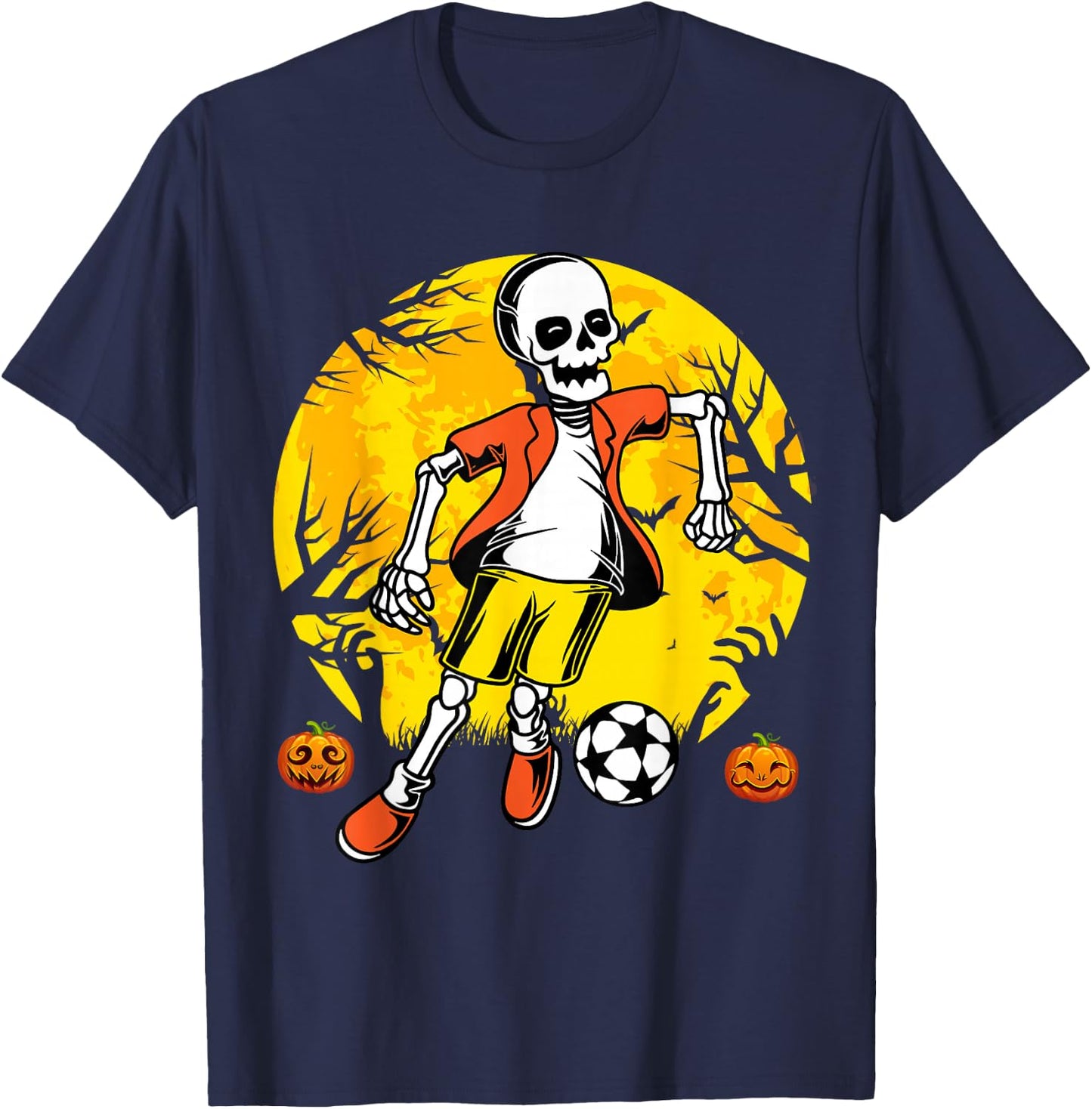 Soccer Halloween Skeleton Funny Football Halloween Soccer T-Shirt - T-Shirt | Navy