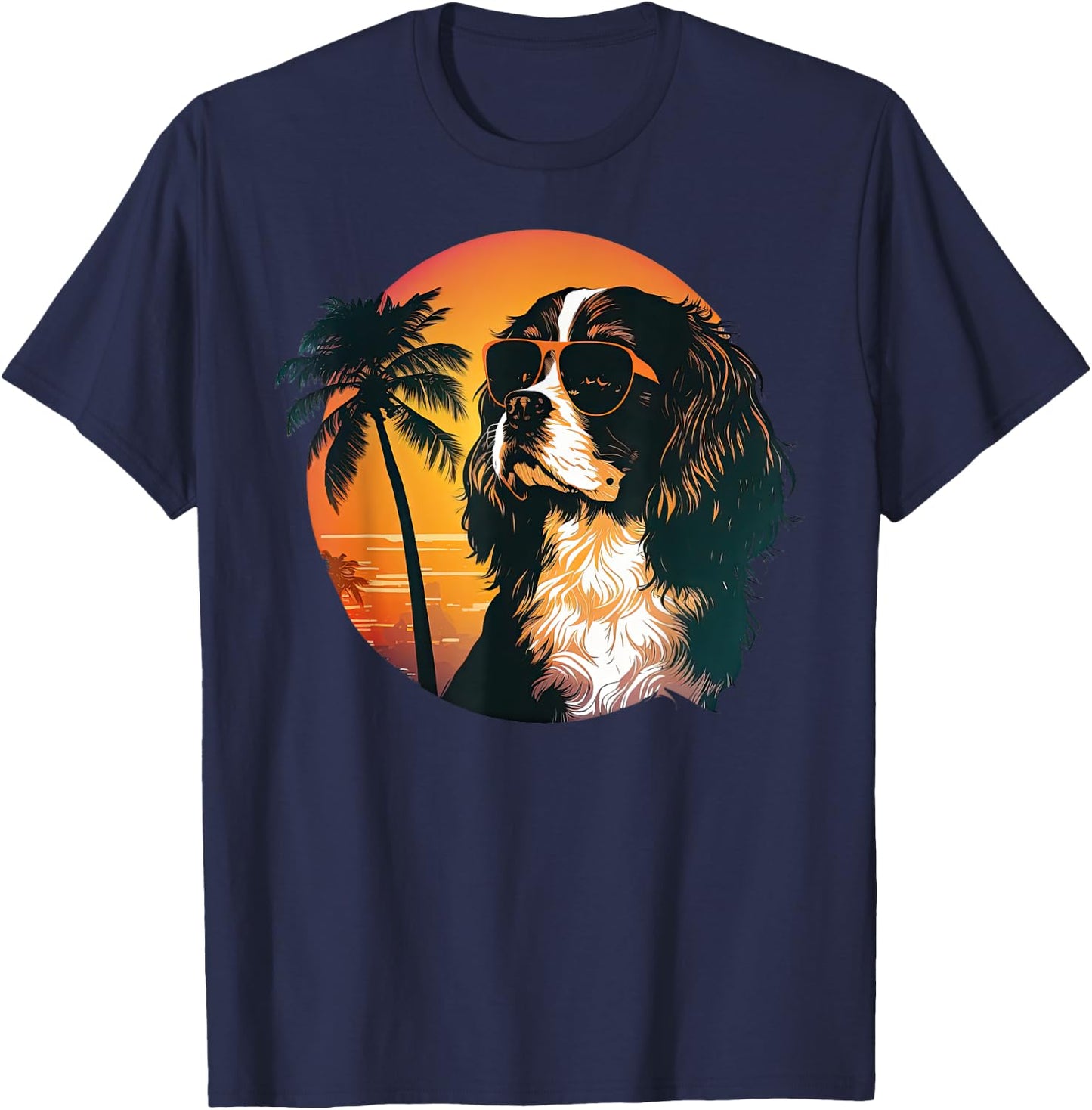 Funny Cavalier King Charles Spaniel Cute Cool Sunglasses T-Shirt - T-Shirt | Navy