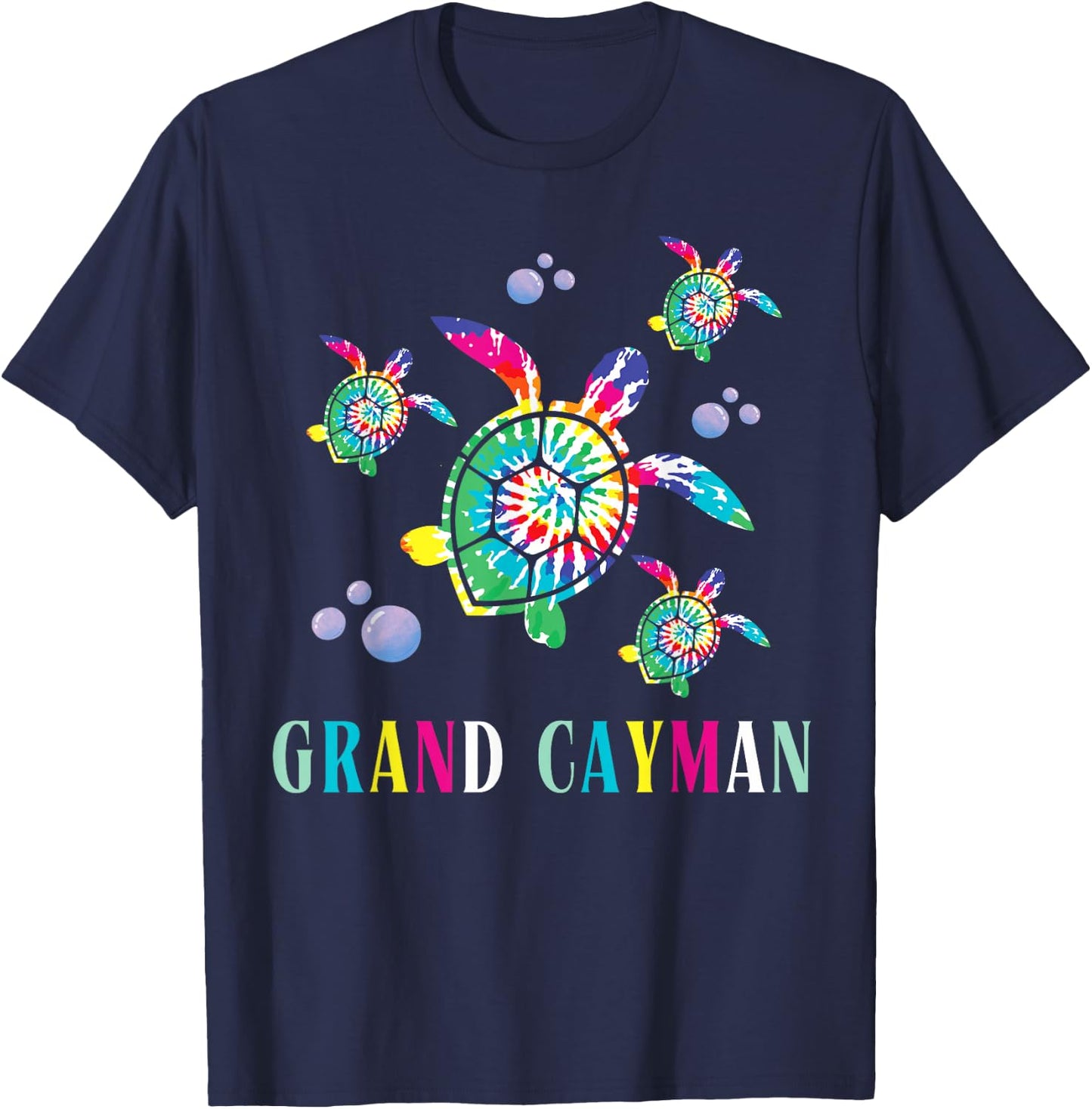 Cayman Islands Souvenir Store Grand Cayman Sea Turtle - Black, -Adults, Short Sleeve, Classic Fit, , 1 Count, Small T-Shirt - T-Shirt | Navy