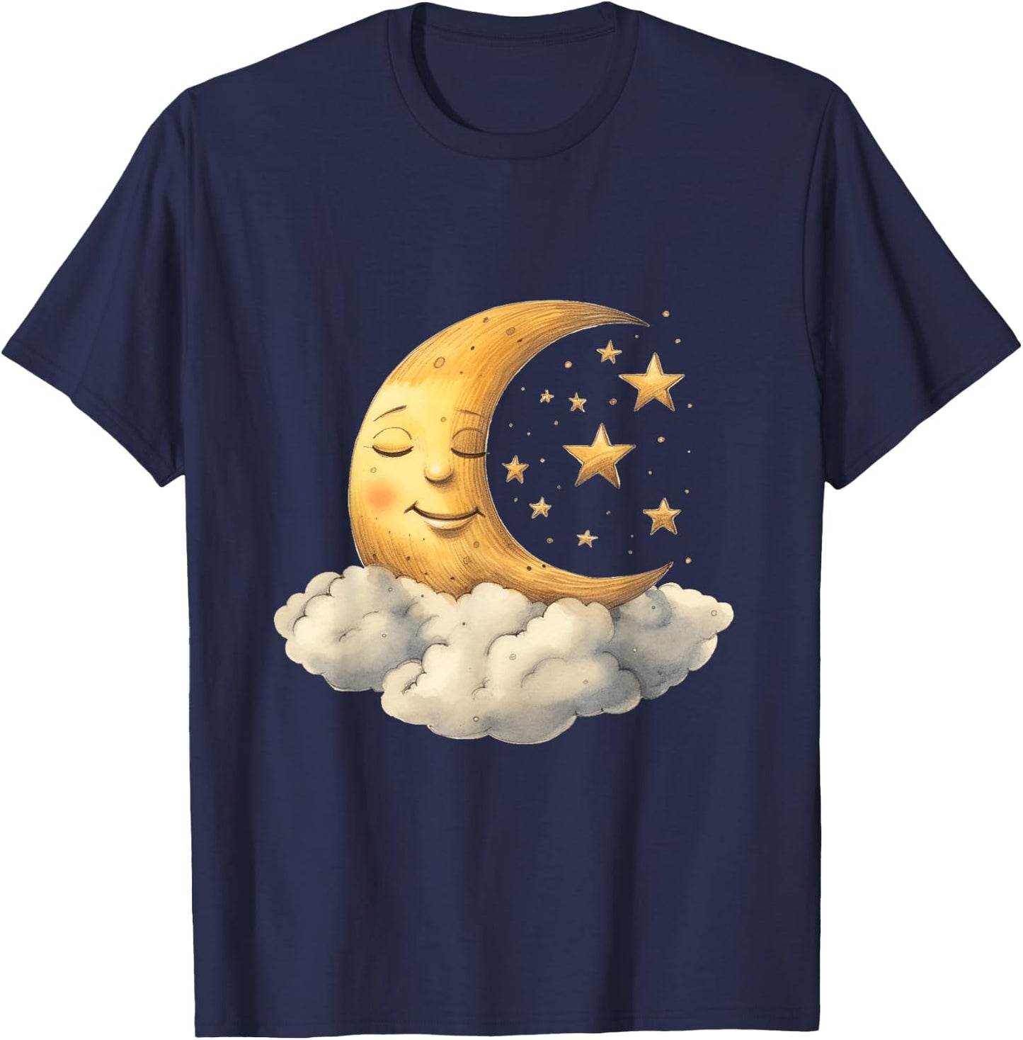 Sleepy Moon Stars Cloud Funny Pjs Pajamas Cute Kids Sleeping T-Shirt - T-Shirt | Navy