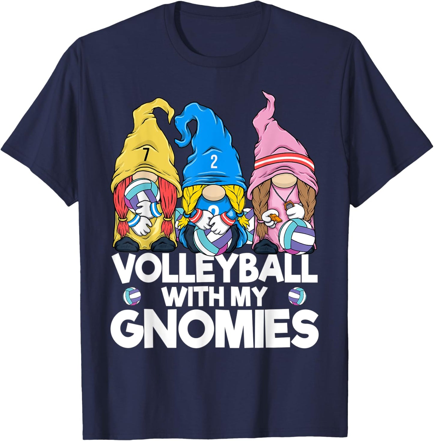 Volleyball Gnome Volleyball with My Gnomies Women Teen Girls T-Shirt - T-Shirt | Navy