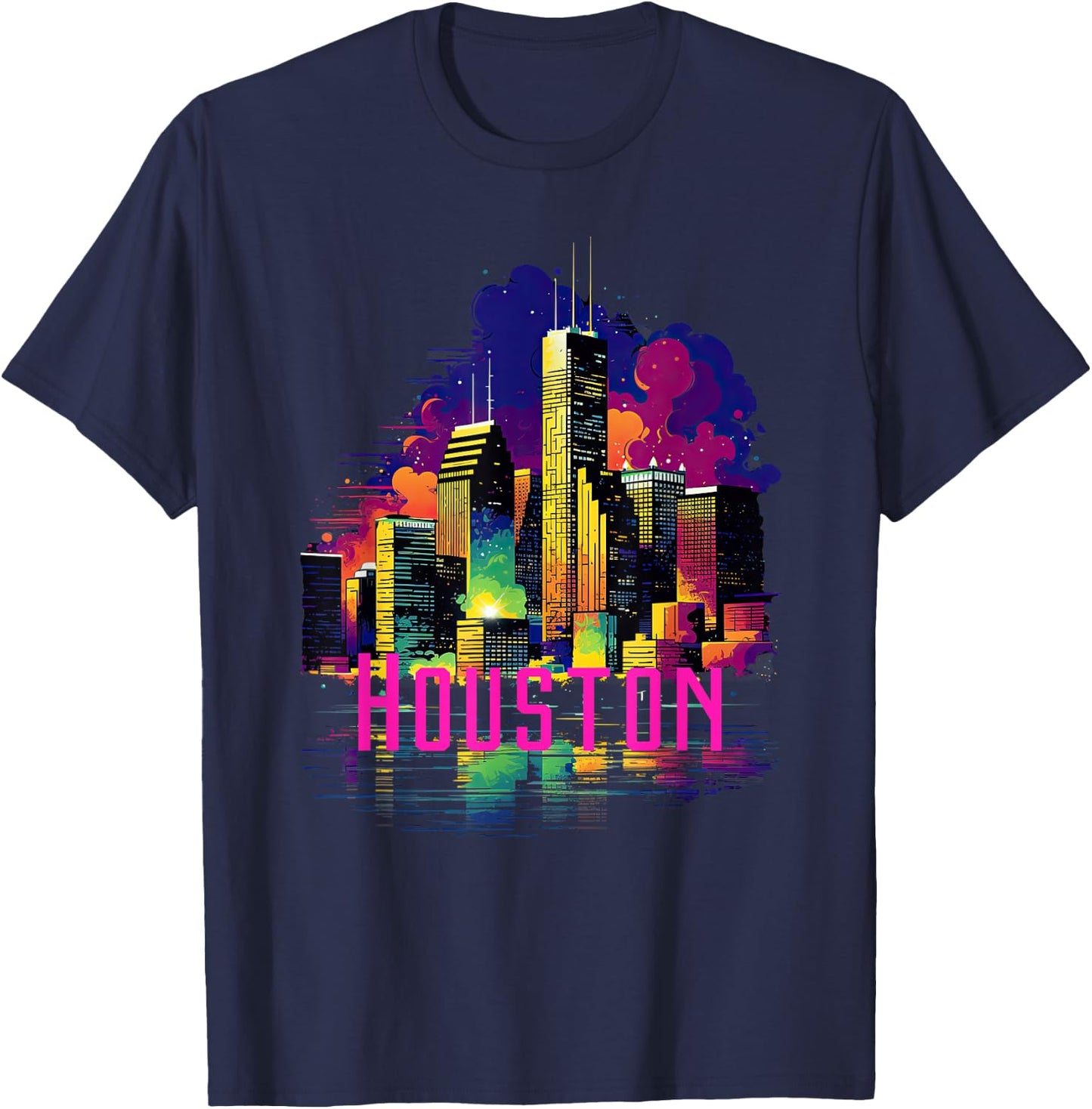Houston Texas City Downtown Skyline Texas HOU T-Shirt - T-Shirt | Navy
