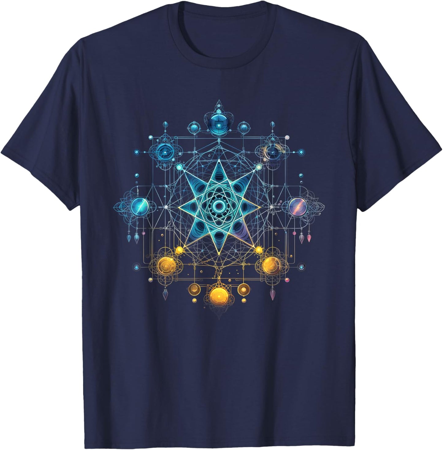 Sacred Geometry Flower of Life Metatron's Cube T-Shirt - T-Shirt | Navy