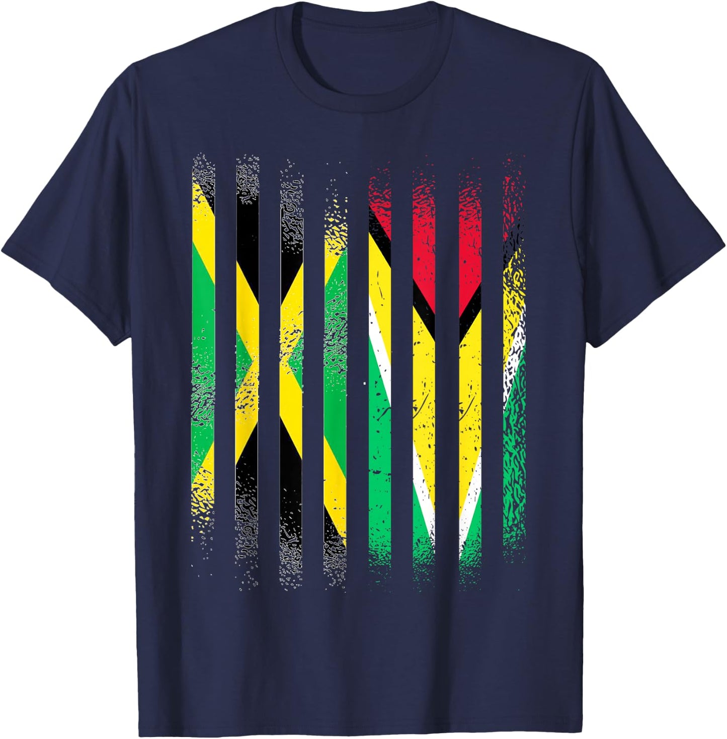 Jamaica Flag Guyana Grown Country Flags Stripes T-Shirt - T-Shirt | Navy