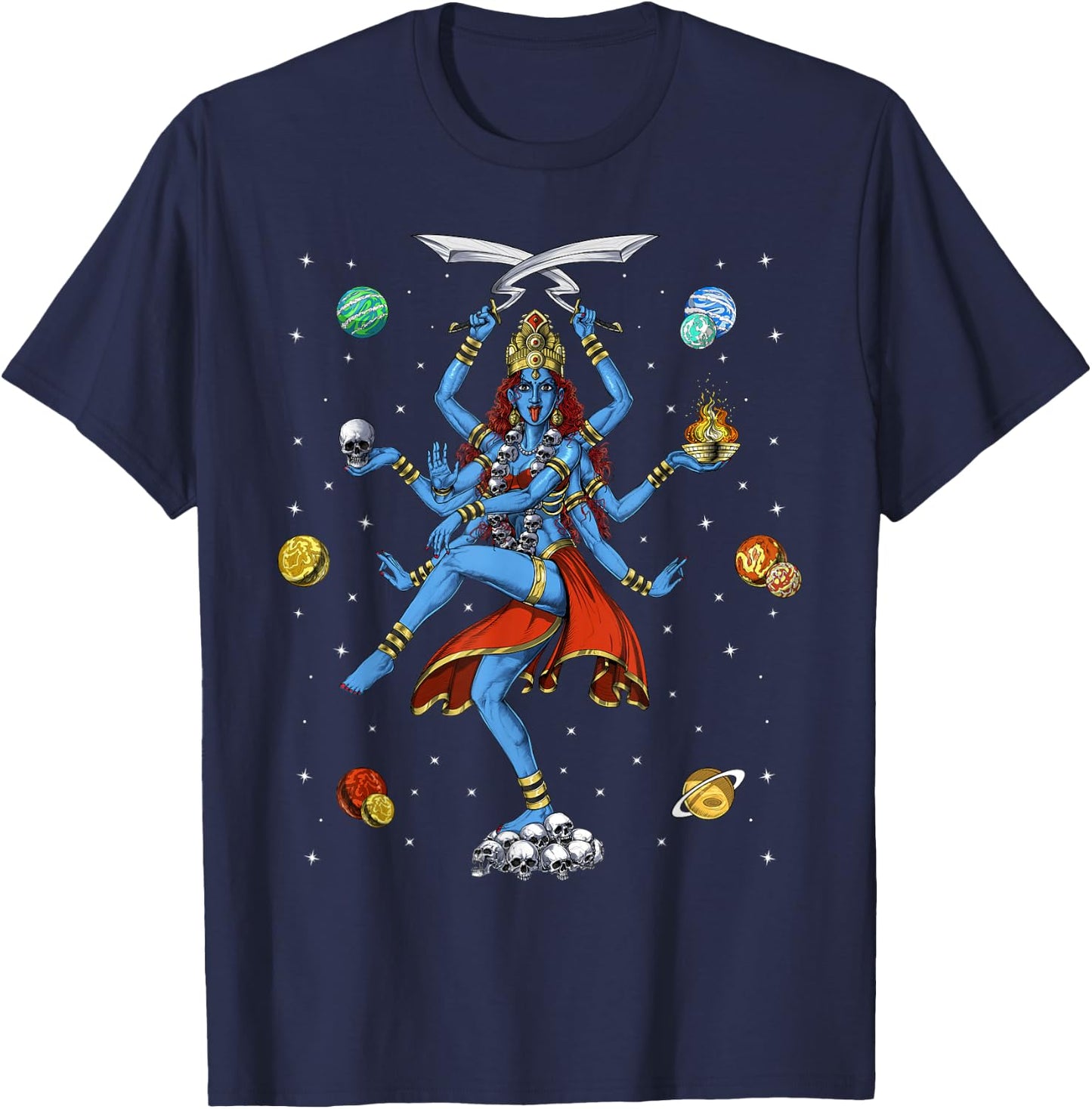 Kali Hindu Goddess Hinduism Deity God Spiritual Zen Yoga T-Shirt - T-Shirt | Navy