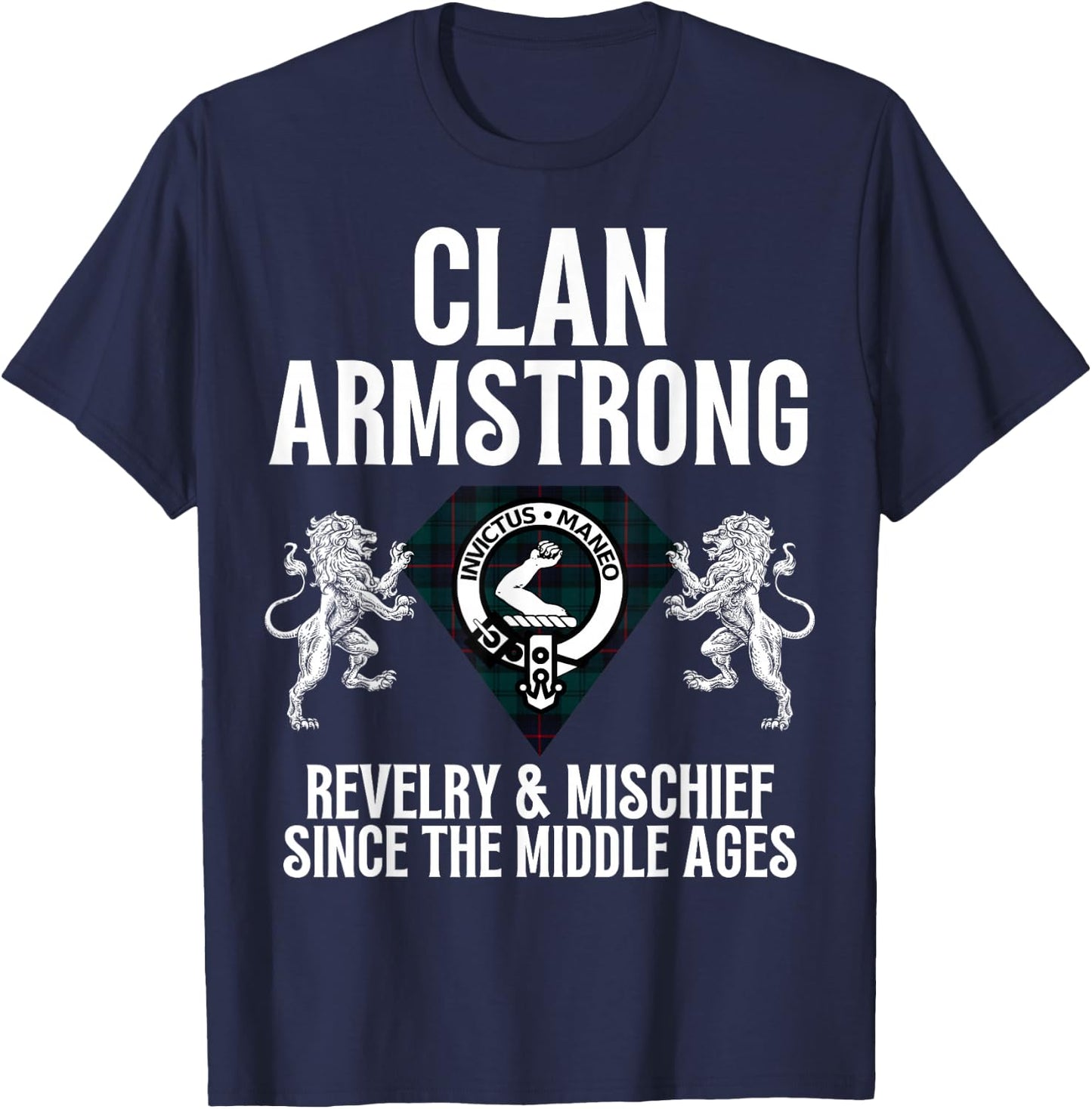Armstrong Clan Scottish Name Coat Of Arms Tartan Family T-Shirt - T-Shirt | Navy