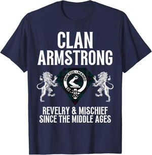 Armstrong Clan Scottish Name Coat Of Arms Tartan Family T-Shirt - T-Shirt | Navy