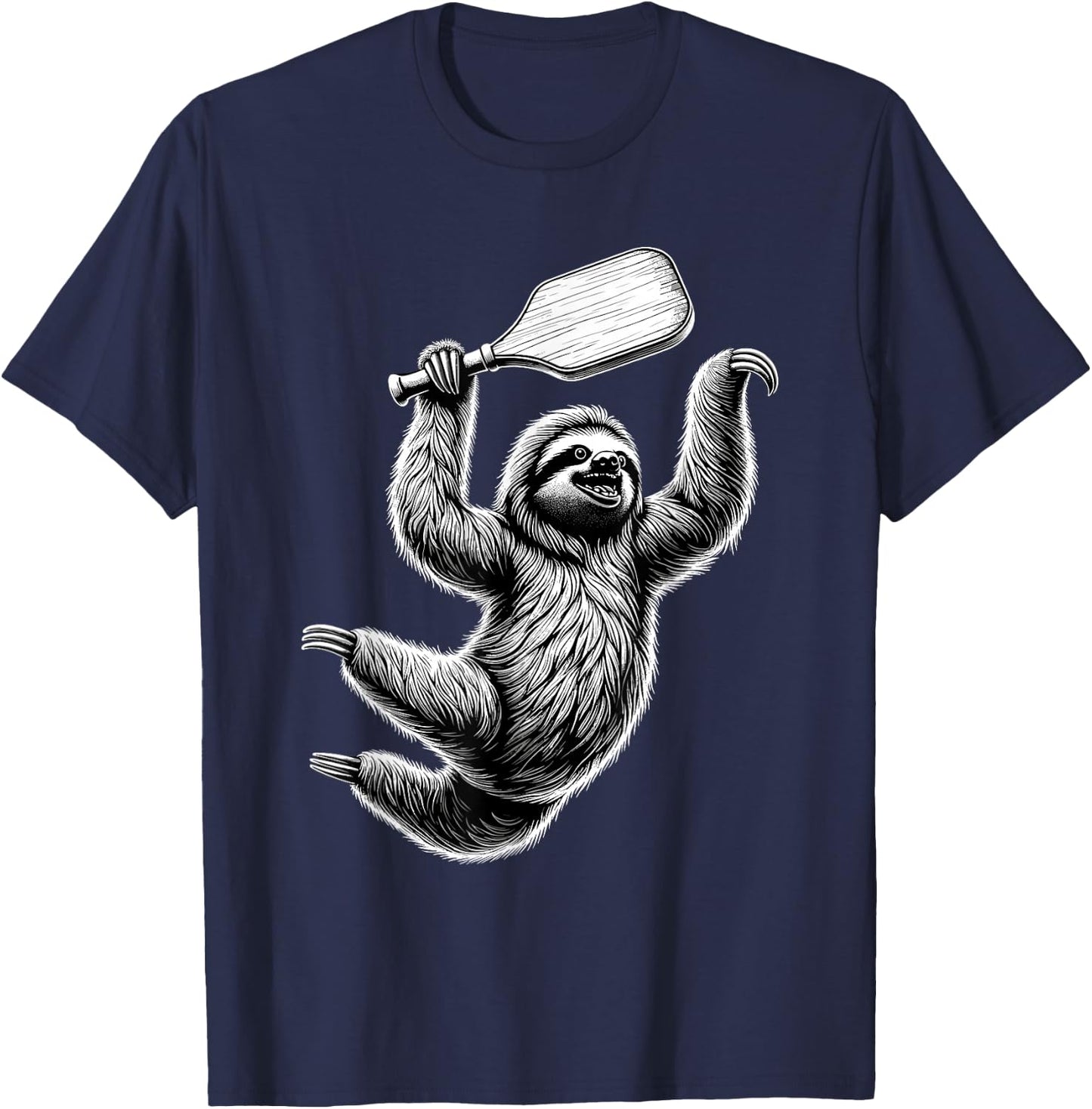 Sloth Playing Pickleball For Pickle Ball Player T-Shirt - T-Shirt | Navy