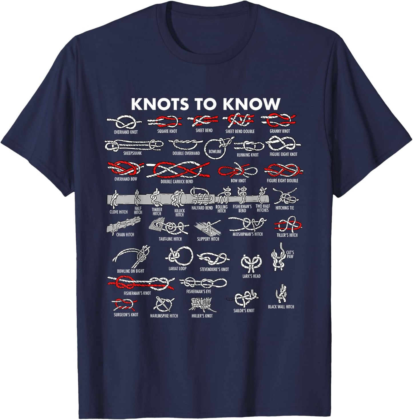 Knots To Know Camping Boys Girls Knots T-Shirt - T-Shirt | Navy