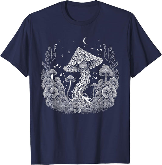 Cottagecore Mushroom T-Shirt - T-Shirt | Navy