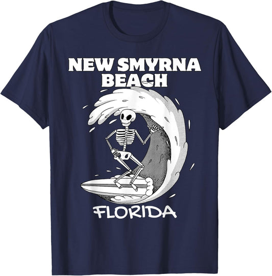 NEW SMYRNA BEACH FLORIDA Surf Vintage Retro Surfing T-Shirt - T-Shirt | Navy