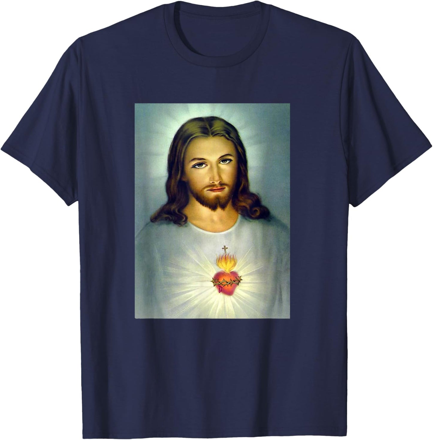 Jesus Sacred Heart Divine Mercy Christian Roman Catholic T-Shirt - T-Shirt | Navy
