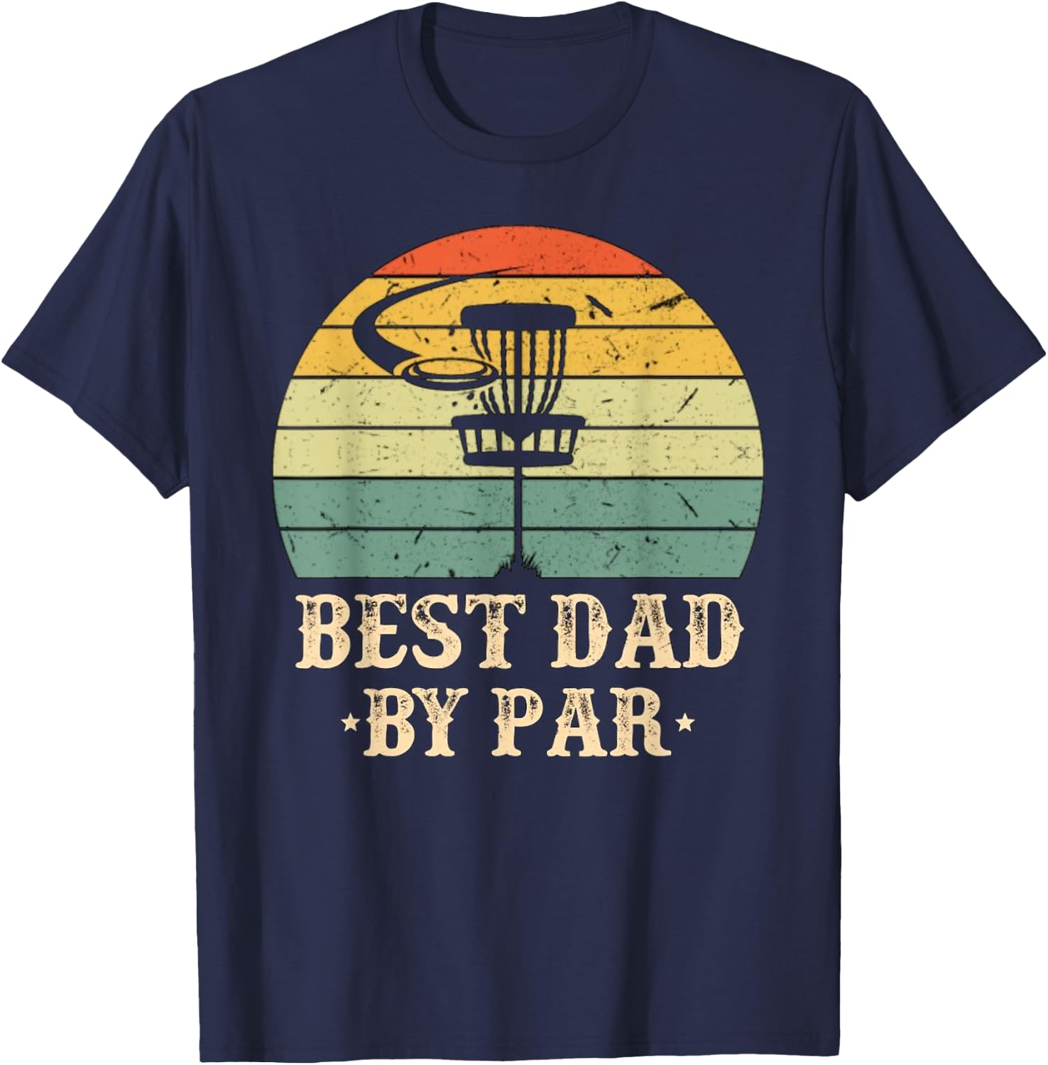 Vintage Best Dad By Par Disc Golf Fathers Day T-Shirt - T-Shirt | Navy