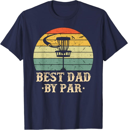 Vintage Best Dad By Par Disc Golf Fathers Day T-Shirt - T-Shirt | Navy