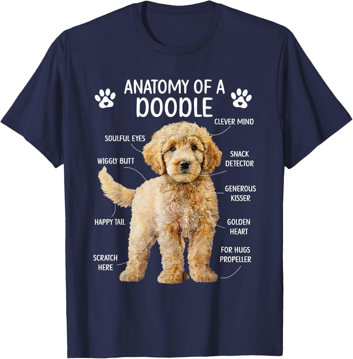 Anatomy of A Doodle Dog Doodle Owner Goldendoodle Mom T-Shirt - T-Shirt | Navy