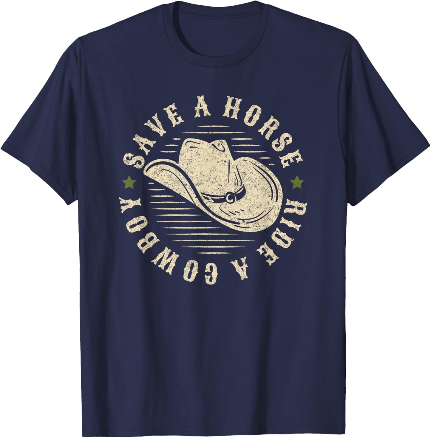 Farm Lover, Country Outfits Save a Horse Ride a Cowboy, Funny Cowgirl Cowboy T-Shirt - T-Shirt | Navy