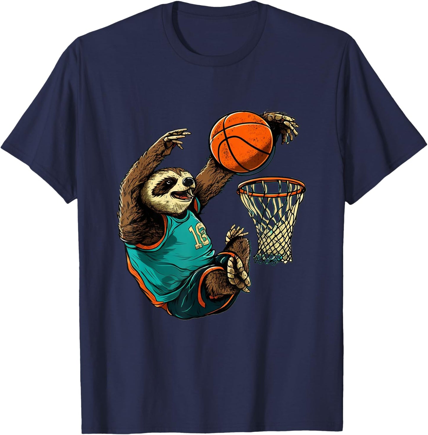 Basketball Sloth Bball Team Sport Funny Basketball Player T-Shirt - T-Shirt | Navy
