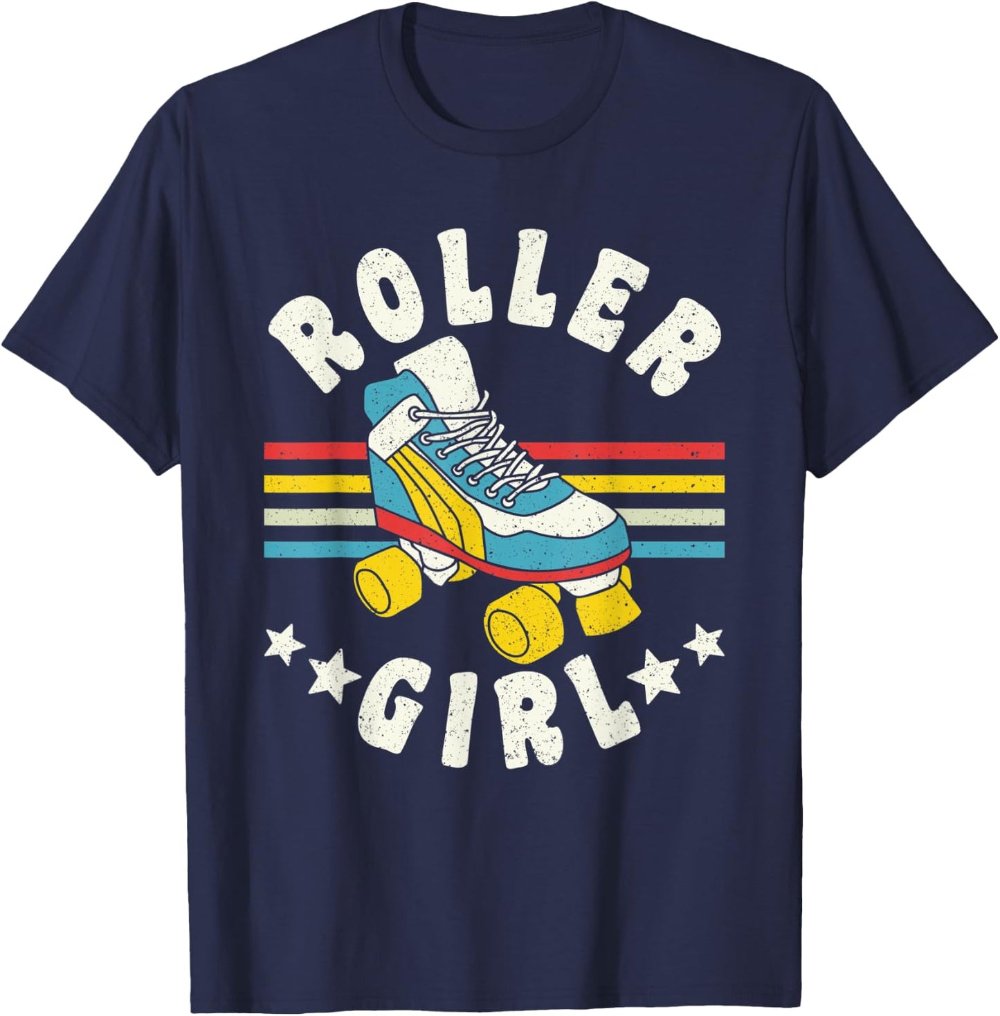 Roller Girl Vintage Retro Roller Derby T-Shirt - T-Shirt | Navy