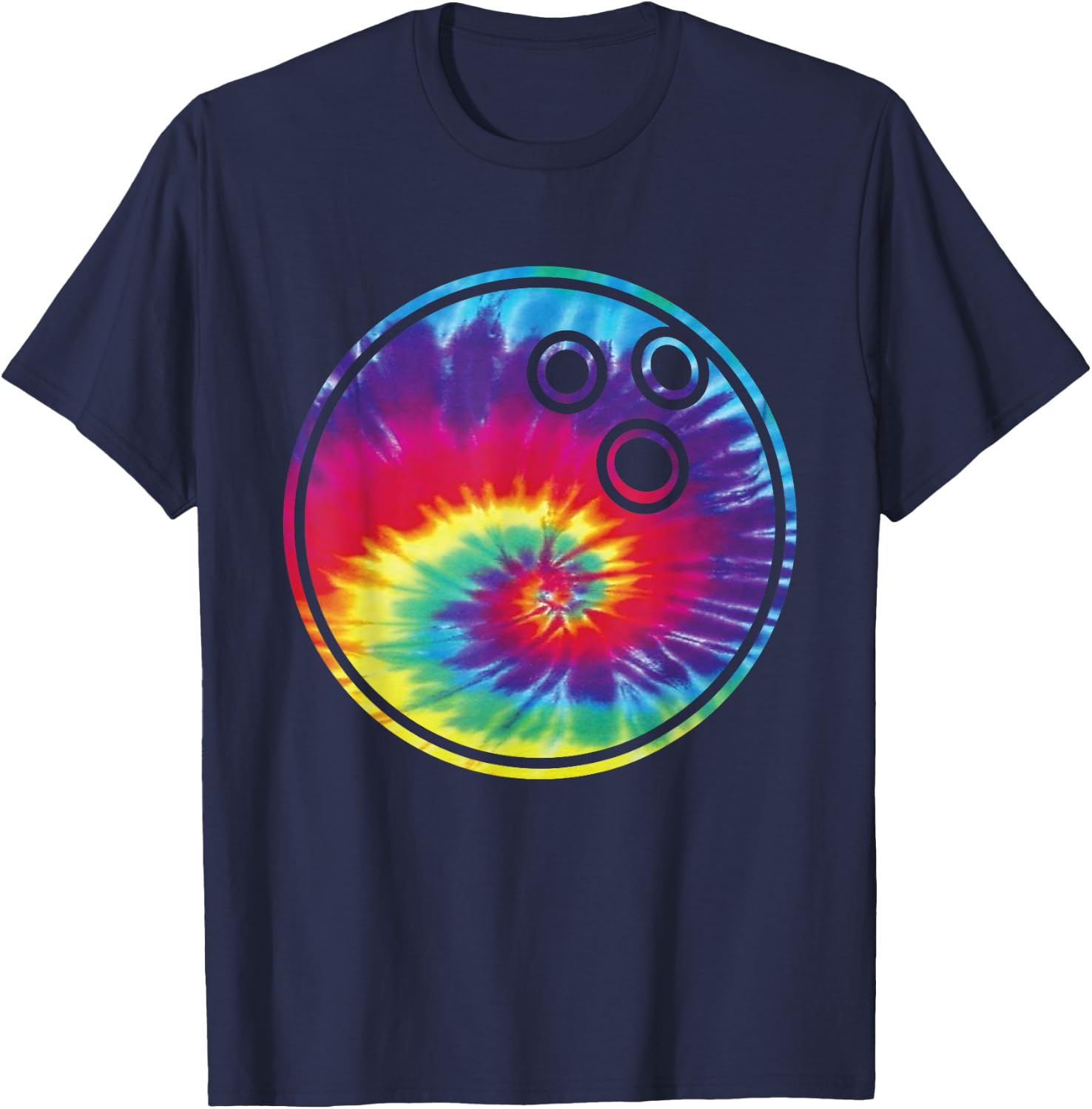 Bowling Tie Dye Rainbow Kids Boys Teenage Men Girls Gift Fun T-Shirt - T-Shirt | Navy