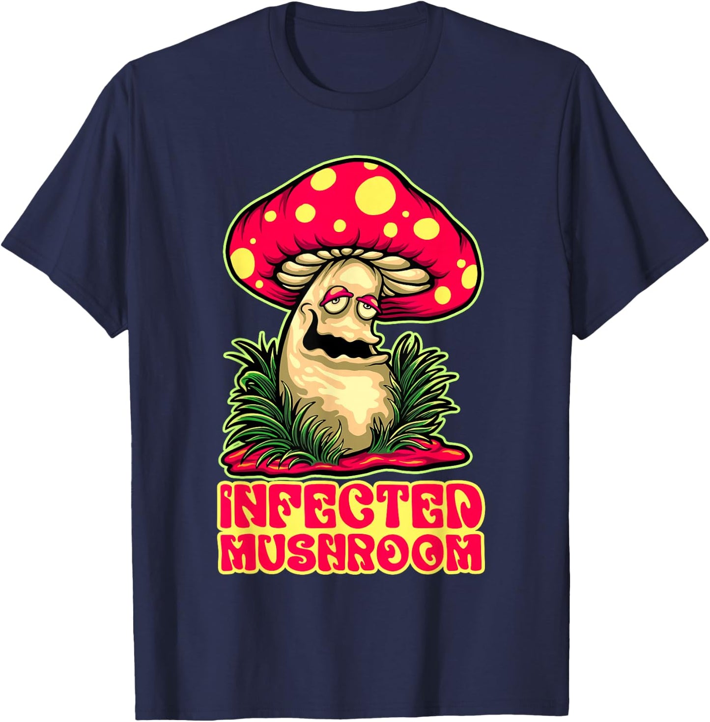 Infected Mushroom Nature Plant Mushroom T-Shirt - T-Shirt | Navy