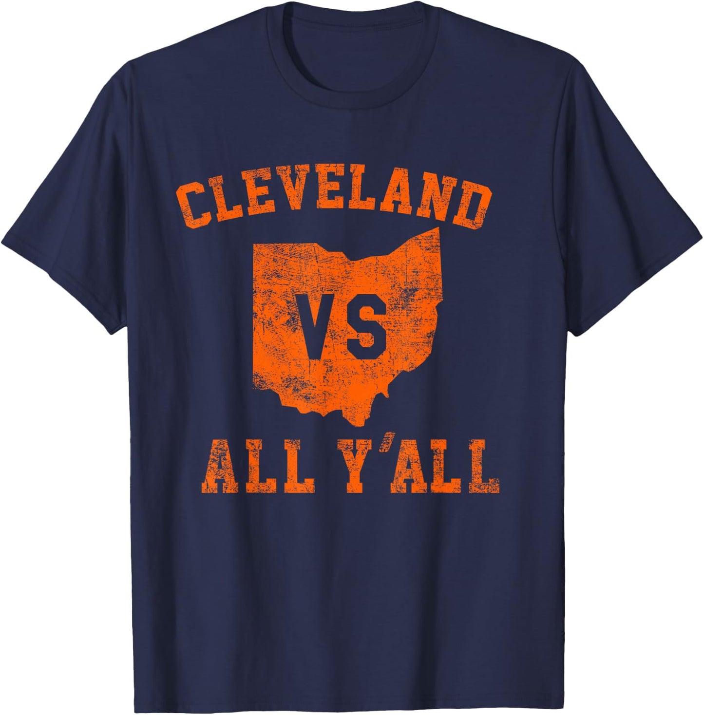 Cleveland vs All Yall for Y'All Vintage CLE Ohio T-Shirt - T-Shirt | Navy