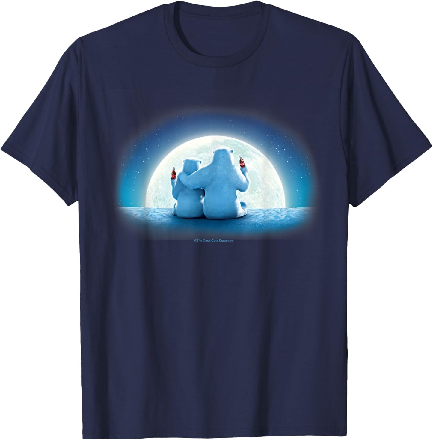 Coca-Cola Christmas Polar Bears Moonlight Portrait T-Shirt - T-Shirt | Navy