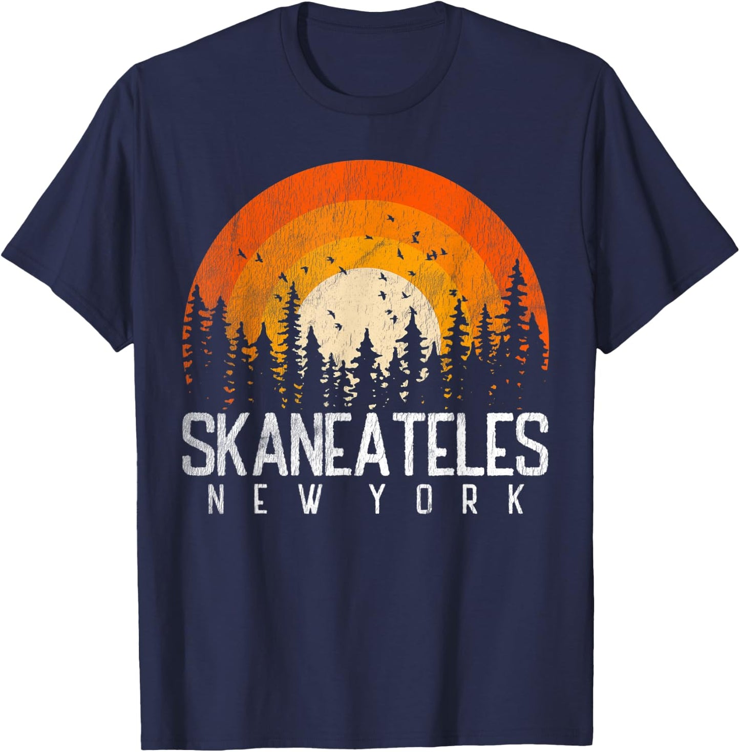 Skaneateles New York NY Shirt Retro Vintage 70s 80s 90s Gift T-Shirt - T-Shirt | Navy