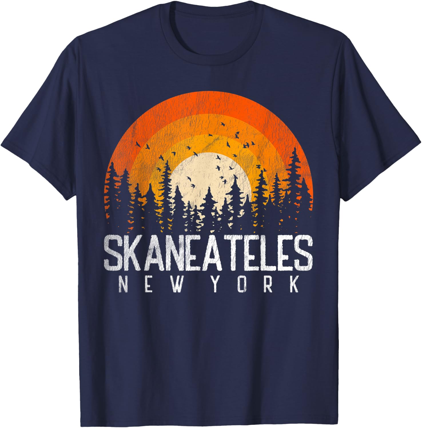 Skaneateles New York NY Shirt Retro Vintage 70s 80s 90s Gift T-Shirt - T-Shirt | Navy