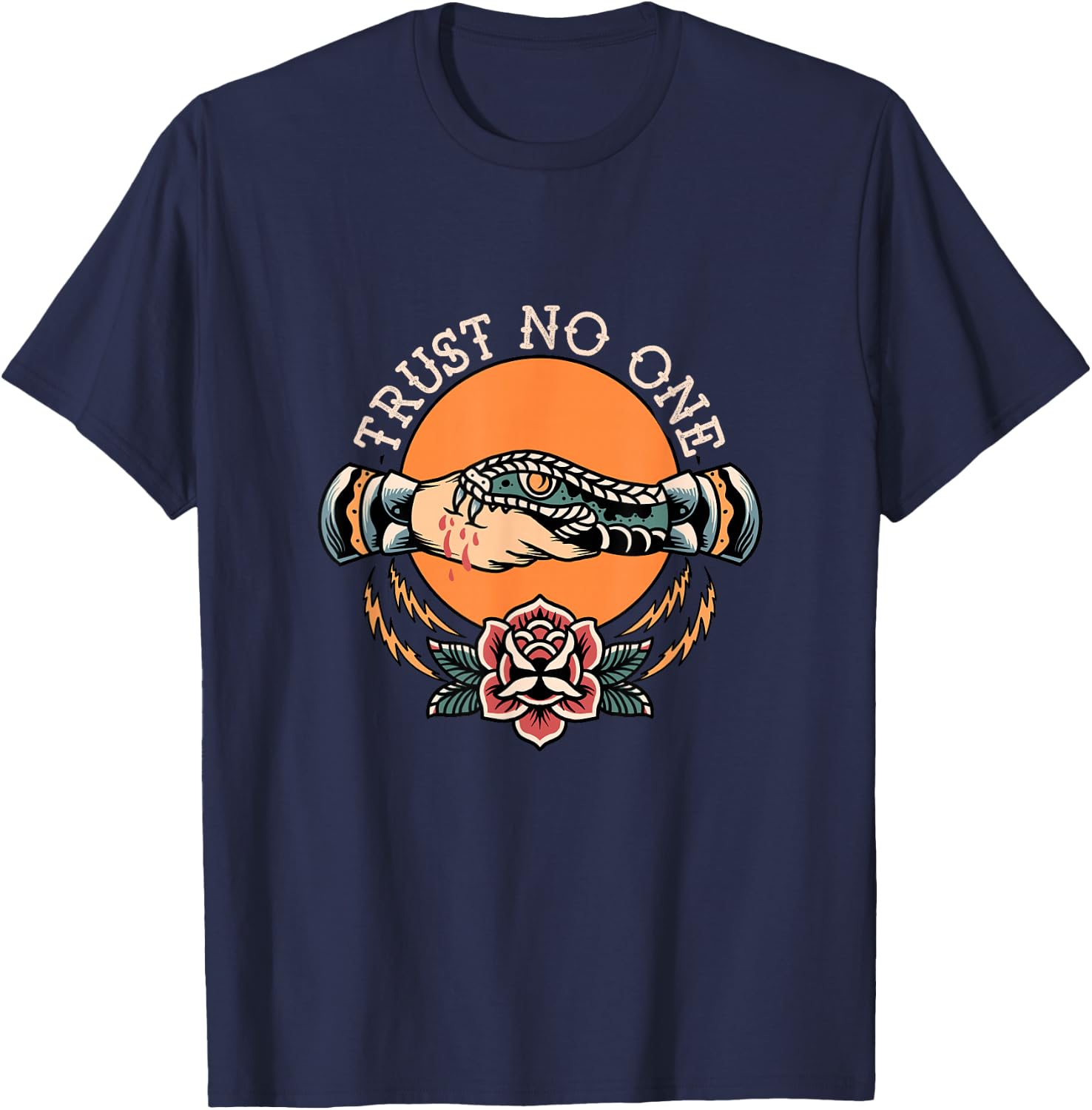 Do not trust anyone handshake snake traditional T-Shirt - T-Shirt | Navy