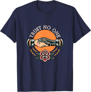 Do not trust anyone handshake snake traditional T-Shirt - T-Shirt | Navy