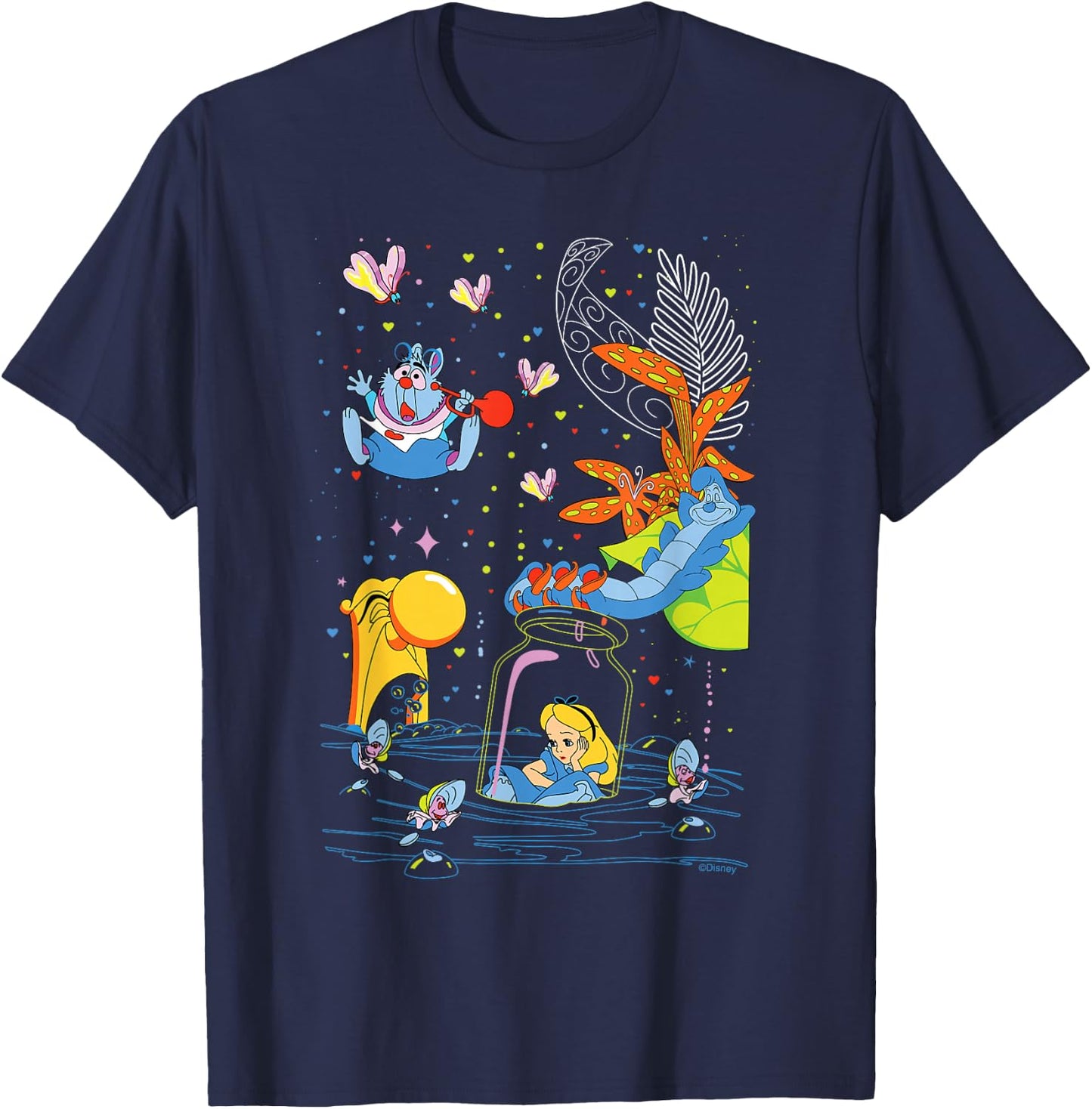 Disney Alice in Wonderland Bottle Adventure Valentine’s Day T-Shirt - T-Shirt | Navy
