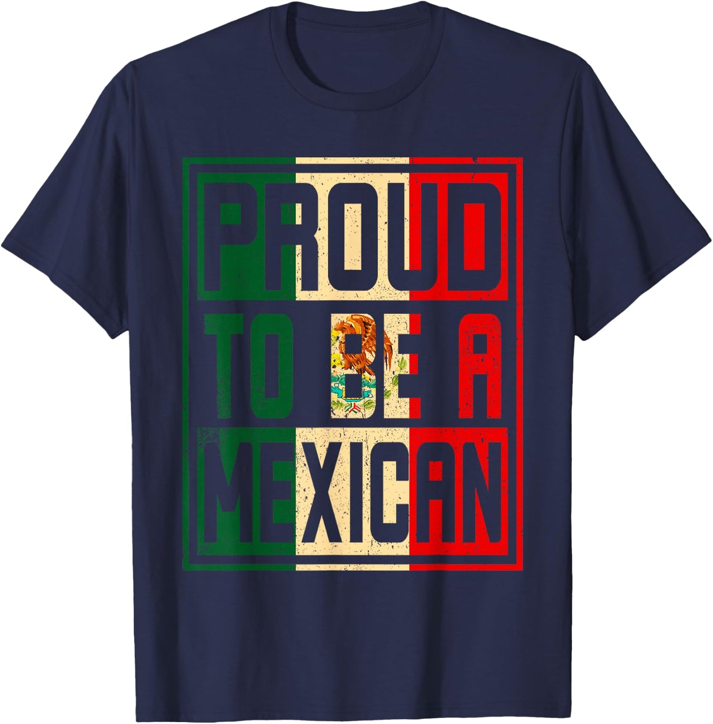 Vintage Mexico Flag Proud to be a Mexican Proud Mexican T-Shirt - T-Shirt | Navy