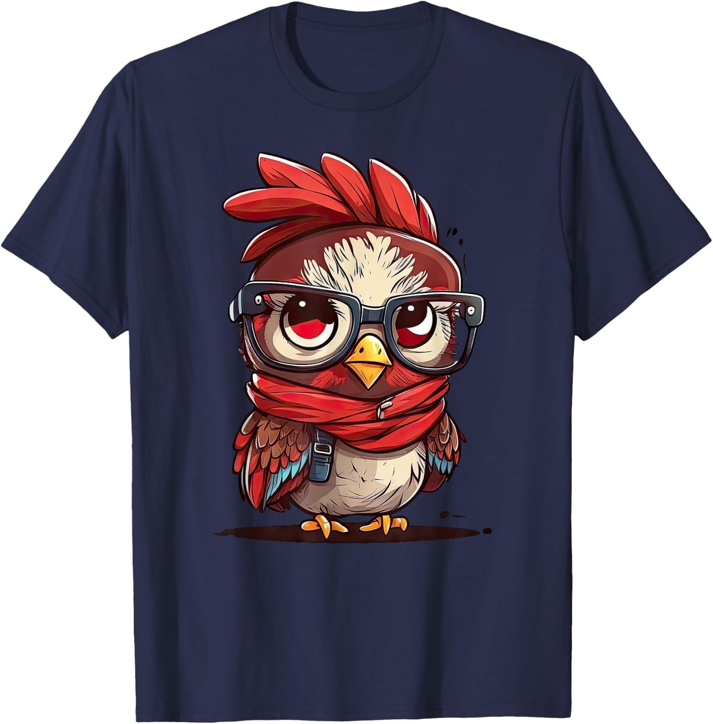 Cute Chicken With Bandana Headband and Glasses Women Girl T-Shirt - T-Shirt | Navy