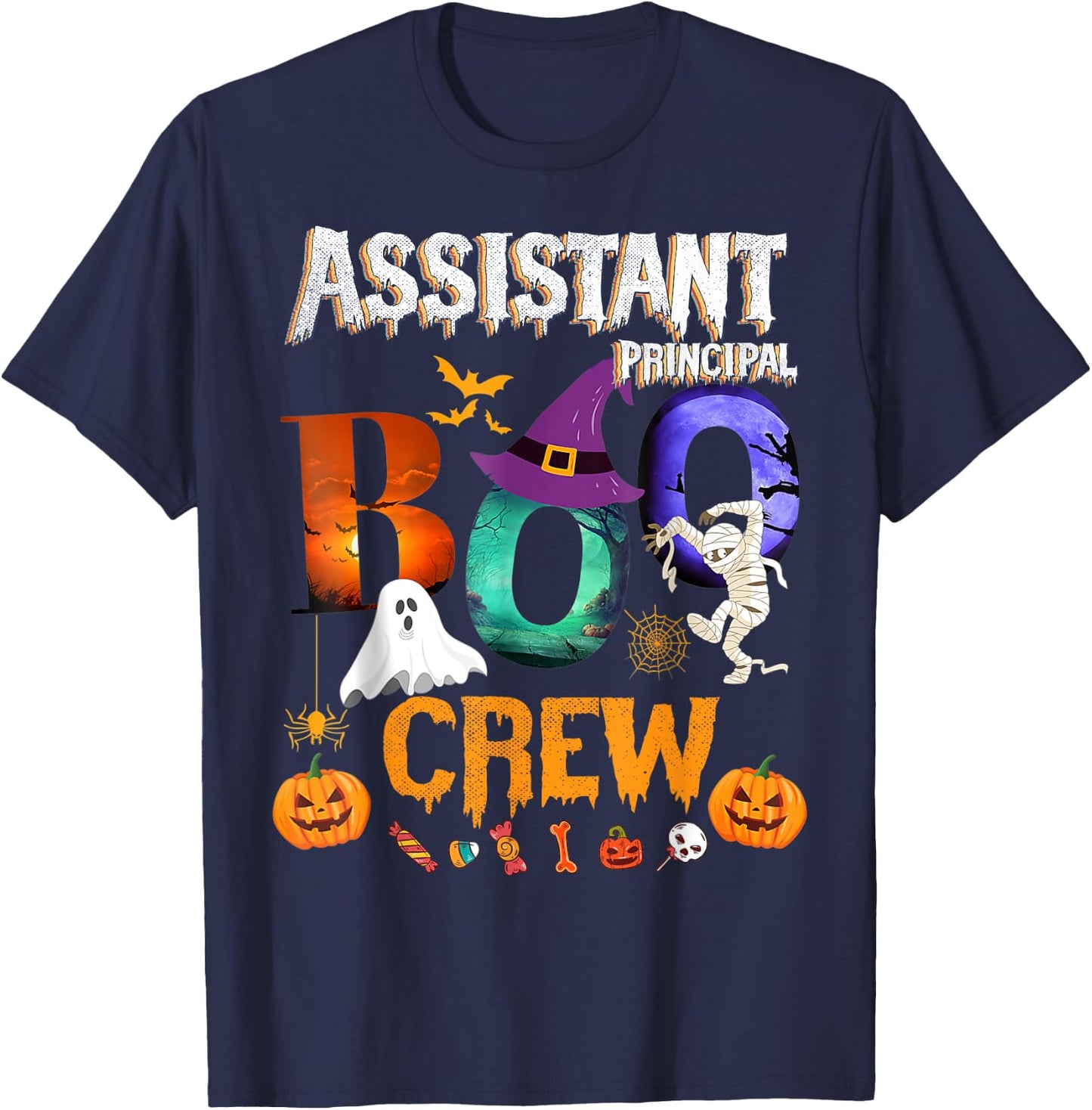 Assistant Principal Boo Crew Teacher Student Funny Halloween T-Shirt - T-Shirt | Navy
