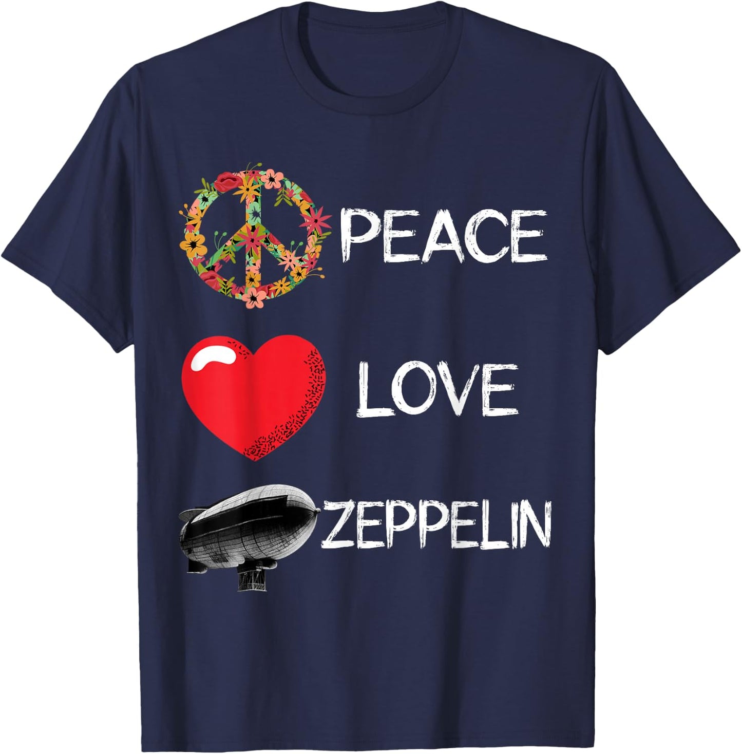 Love Peace Airship Zepelin Dirigible Blimp Zeppelin T-Shirt - T-Shirt | Navy