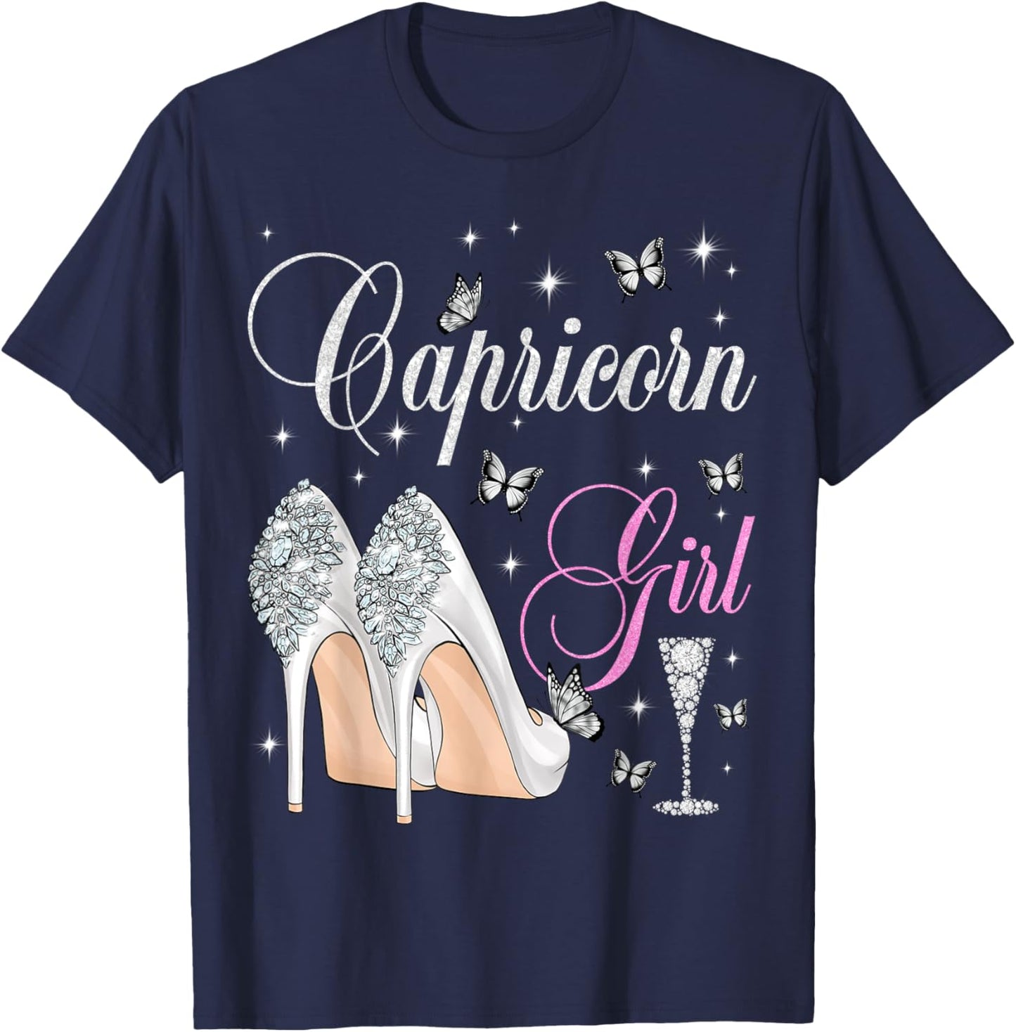 Capricorn Girl December January Birthday Party Zodiac T-Shirt - T-Shirt | Navy