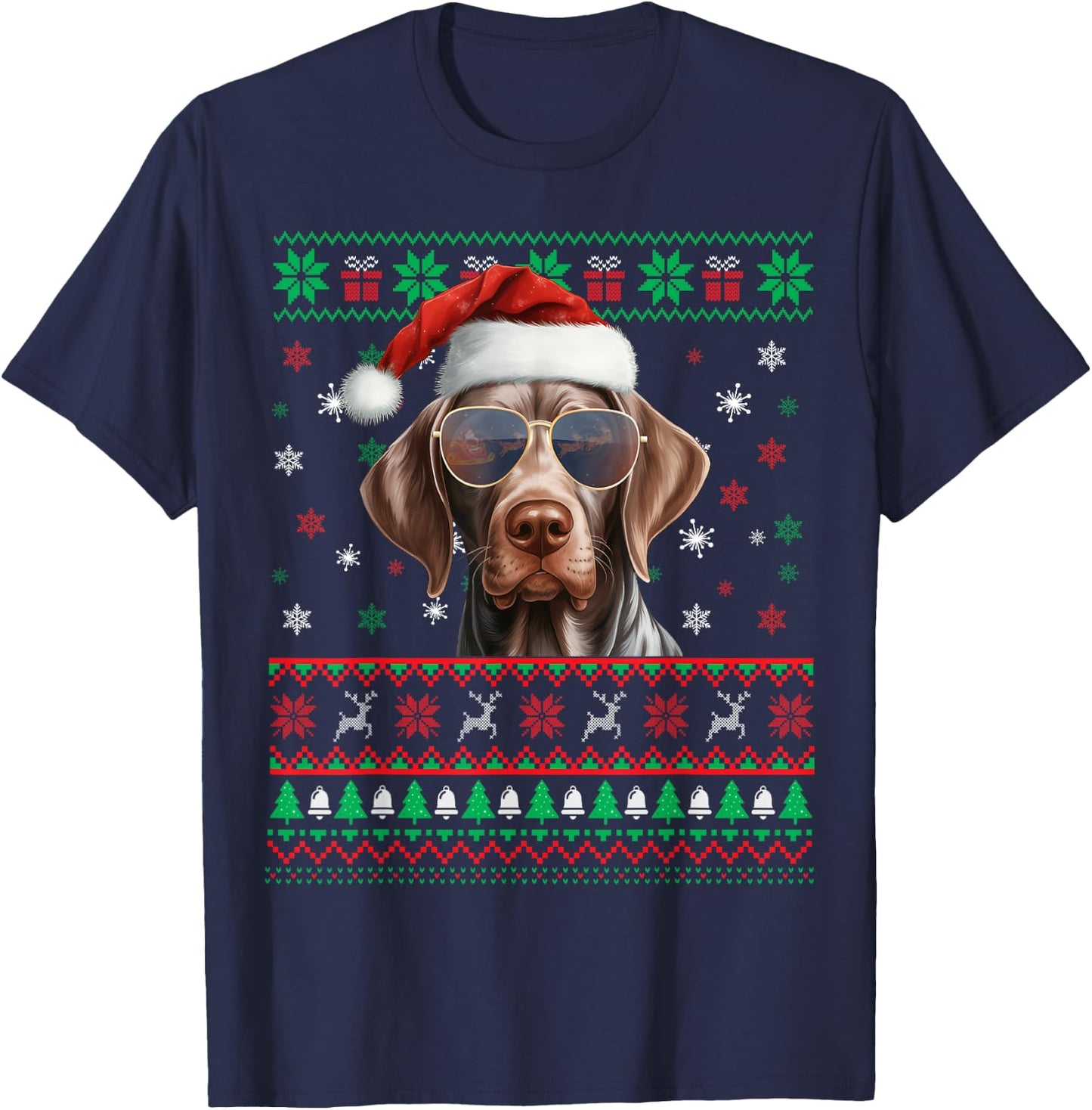 Christmas Pajama Matching German Shorthaired Pointer Xmas T-Shirt - T-Shirt | Navy