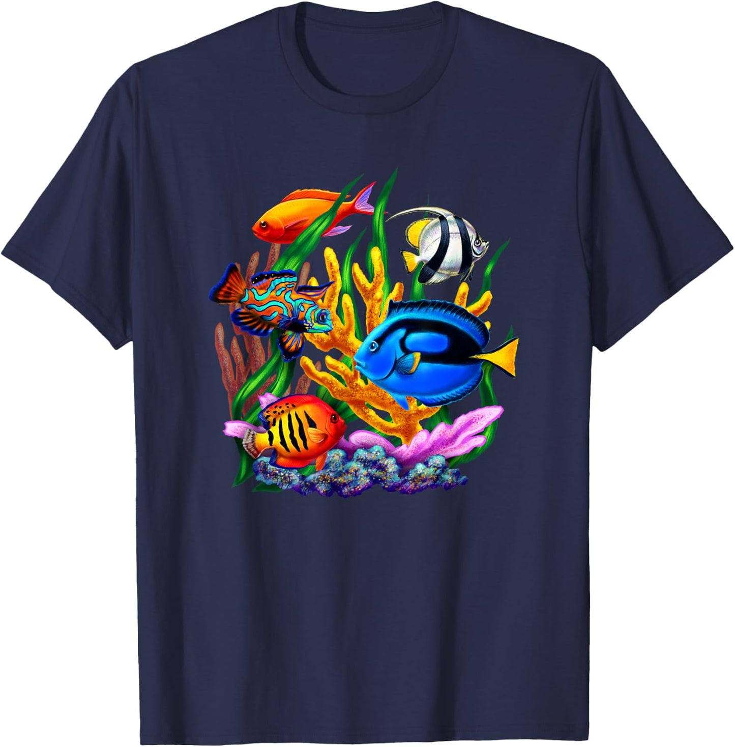 Netter Fisch Sealife Design Tropical Fish Graphic T-Shirt - T-Shirt | Navy