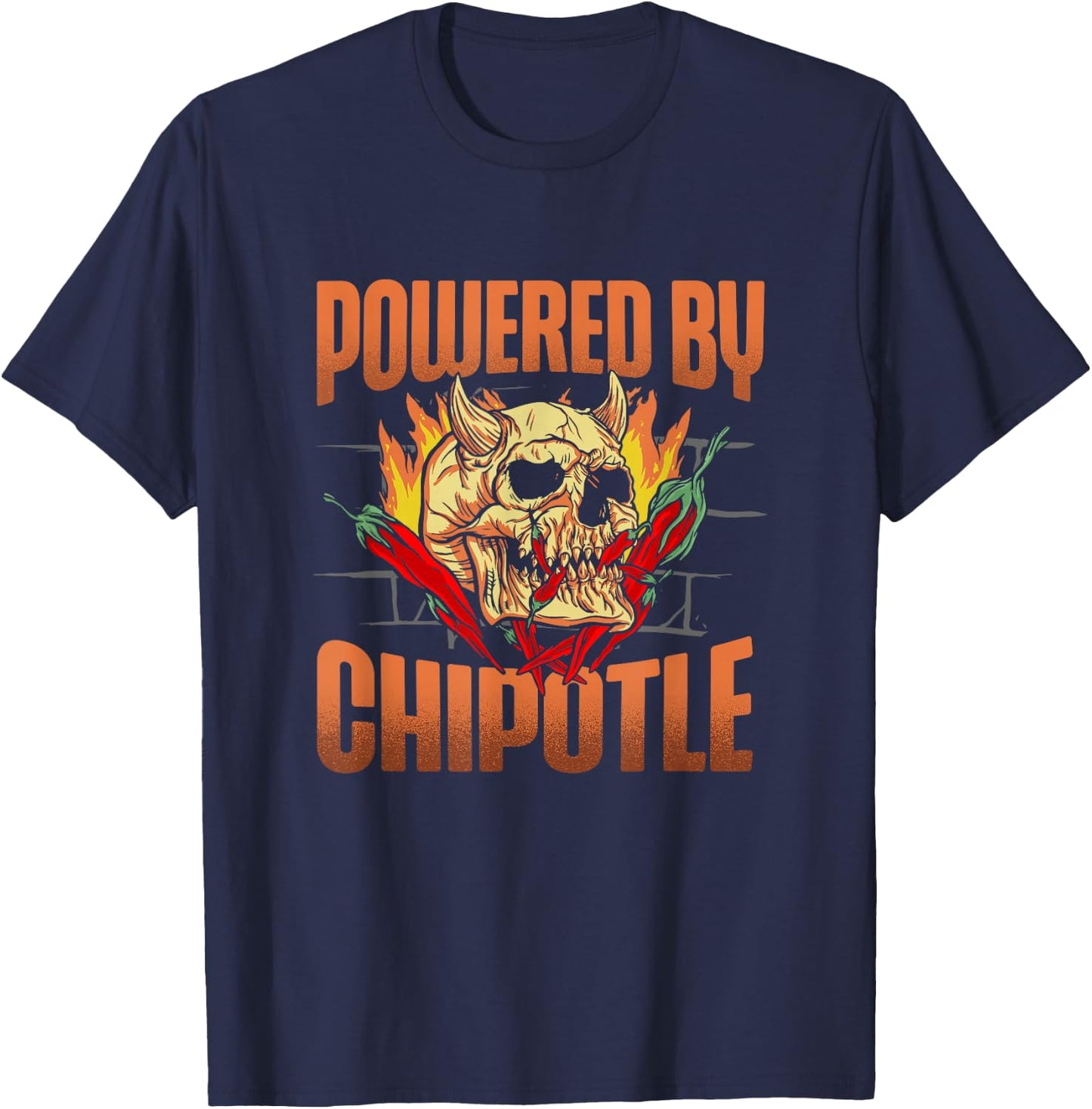 Powered By Chipotle Spicy Food Flavor Seasoning T-Shirt - T-Shirt | Navy