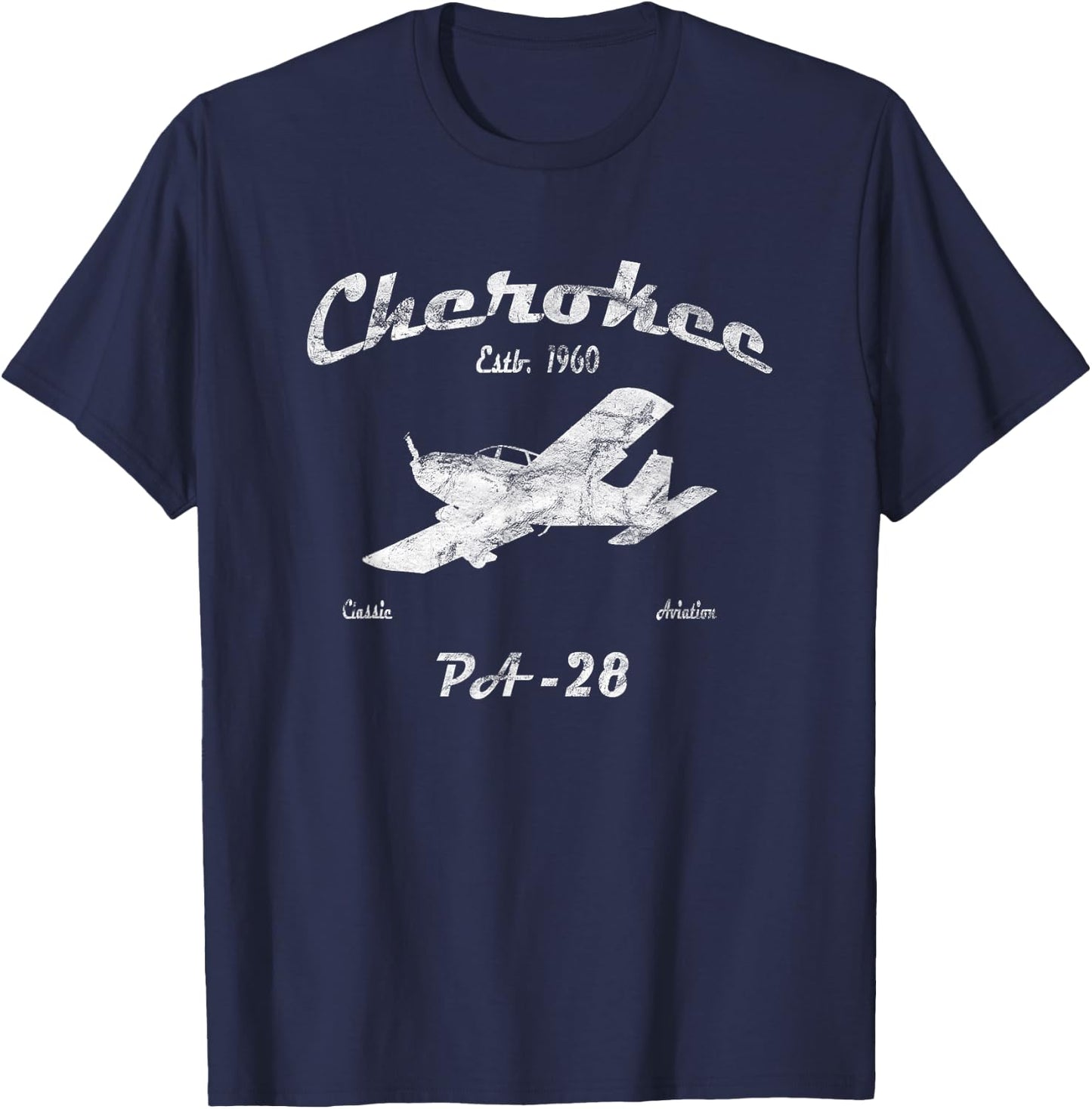 PA28 Cherokee Airplane "Since 1960" Classic Aviation Pilot T-Shirt - T-Shirt | Navy