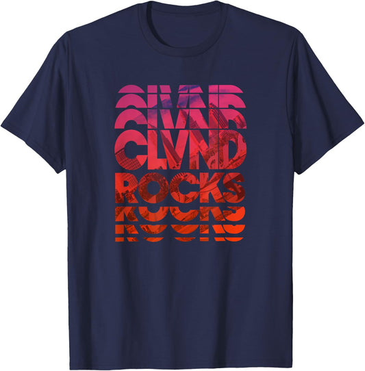 Cleveland Ohio CLVND ROCKS design T-Shirt - T-Shirt | Navy