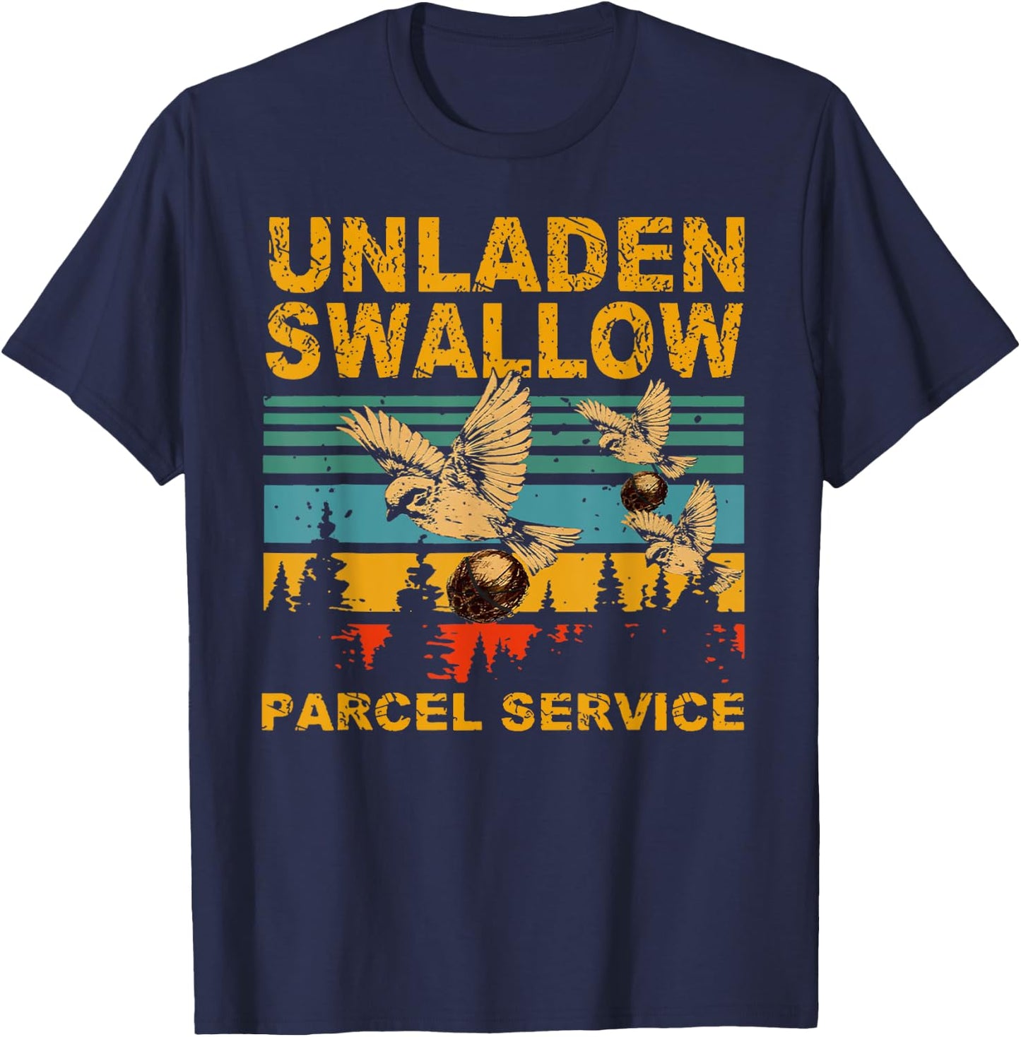 Unladen Swallow Parcel Service Cute Pigeon Migratory Bird T-Shirt - T-Shirt | Navy