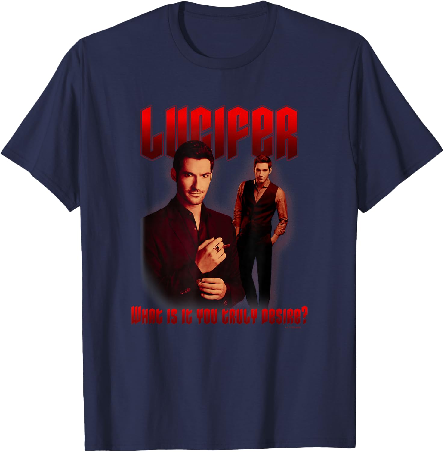 Lucifer What Is It That You Truly Desire Devilish Poster T-Shirt - T-Shirt | Navy