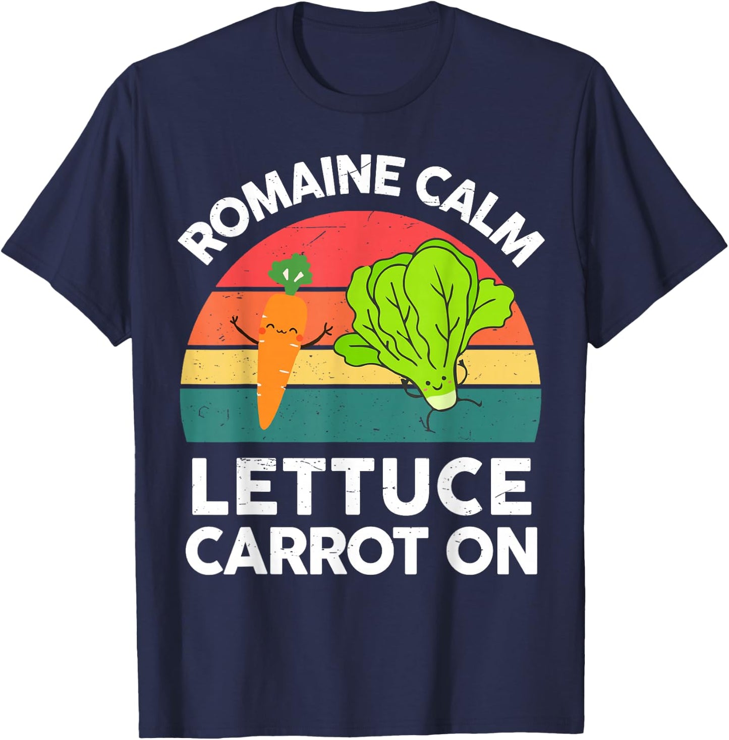 Funny Vegan Romaine Calm Lettuce Carrot On Garden Vegetable T-Shirt - T-Shirt | Navy