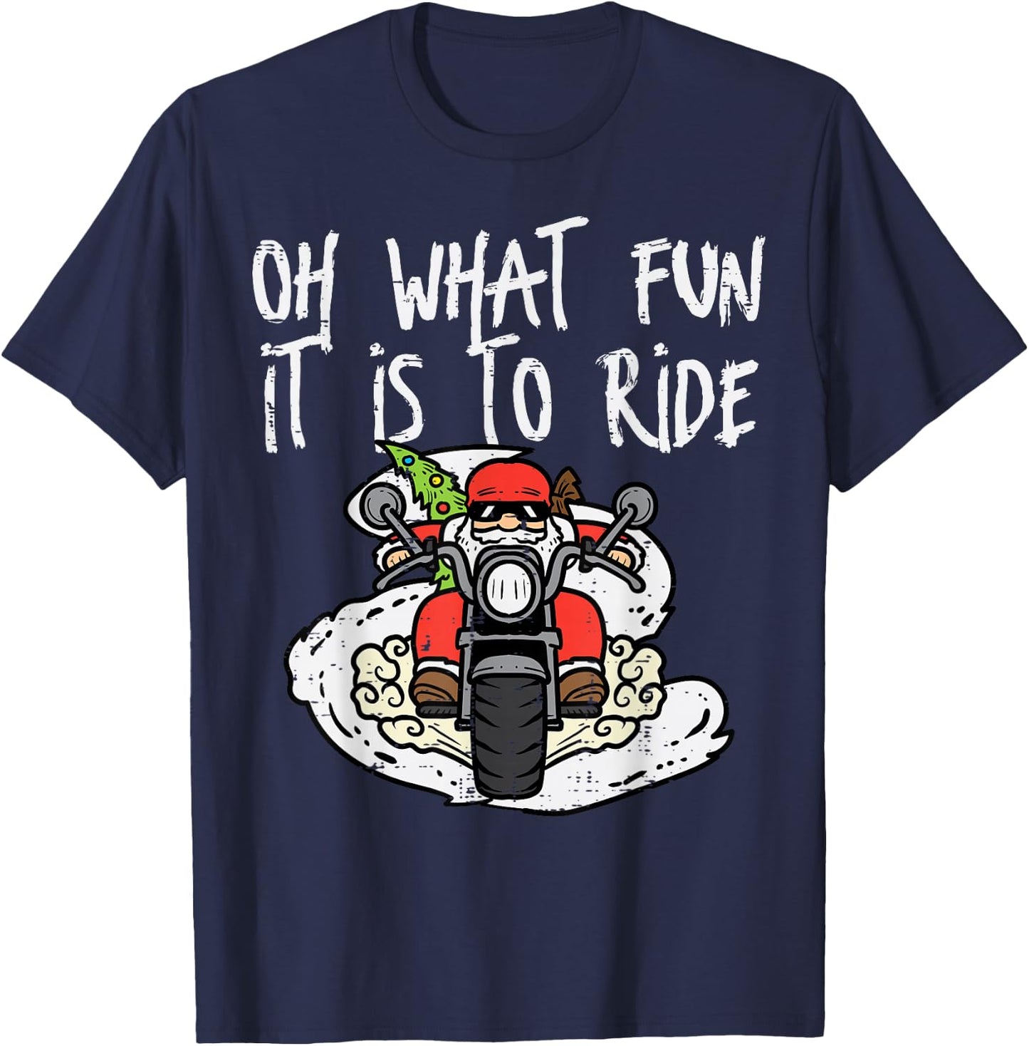 Christmas What Fun Is To Ride Biker Santa Xmas Men Boys Kids T-Shirt - T-Shirt | Navy