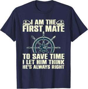Funny First Mate Women Pontoon Boat Captain Boating T-Shirt - T-Shirt | Navy